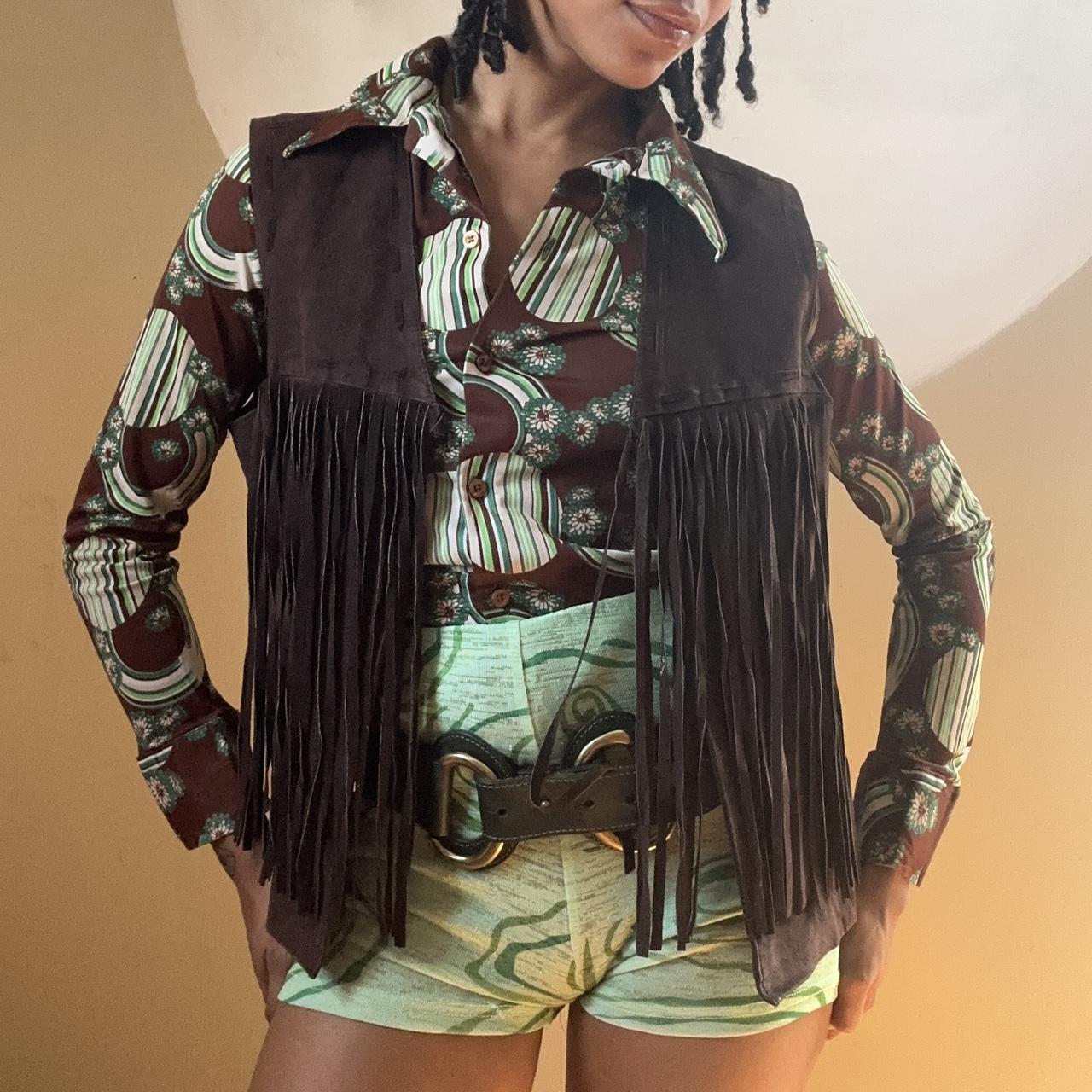 Brown Leather Fringe Vest ✨Western Retro... - Depop