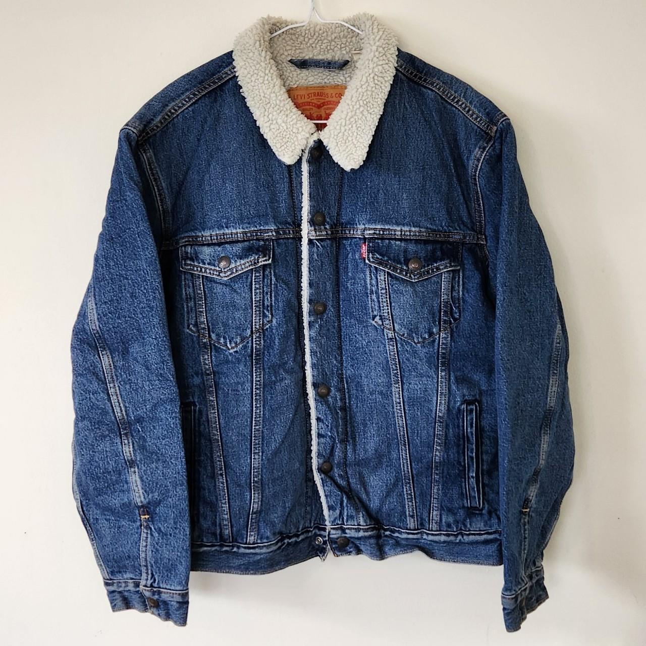 Levi's Sherpa Lined Button Up Denim Trucker Jacket.... - Depop