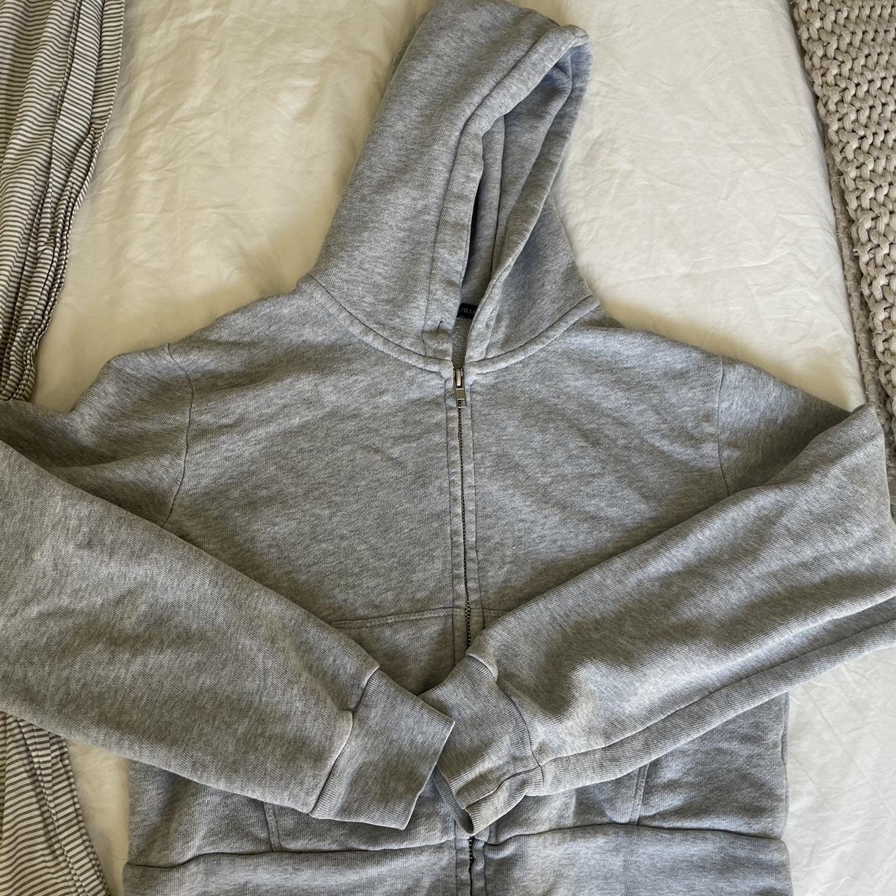 Cutie Cropped Grey Brandy Melville Jacket One Size - Depop