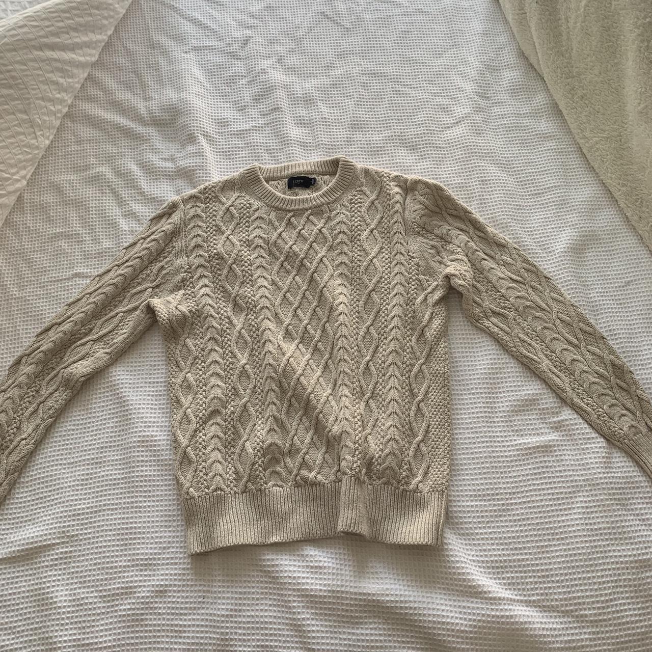 J. Crew 100% cotton cable knit / fisherman crewneck... - Depop