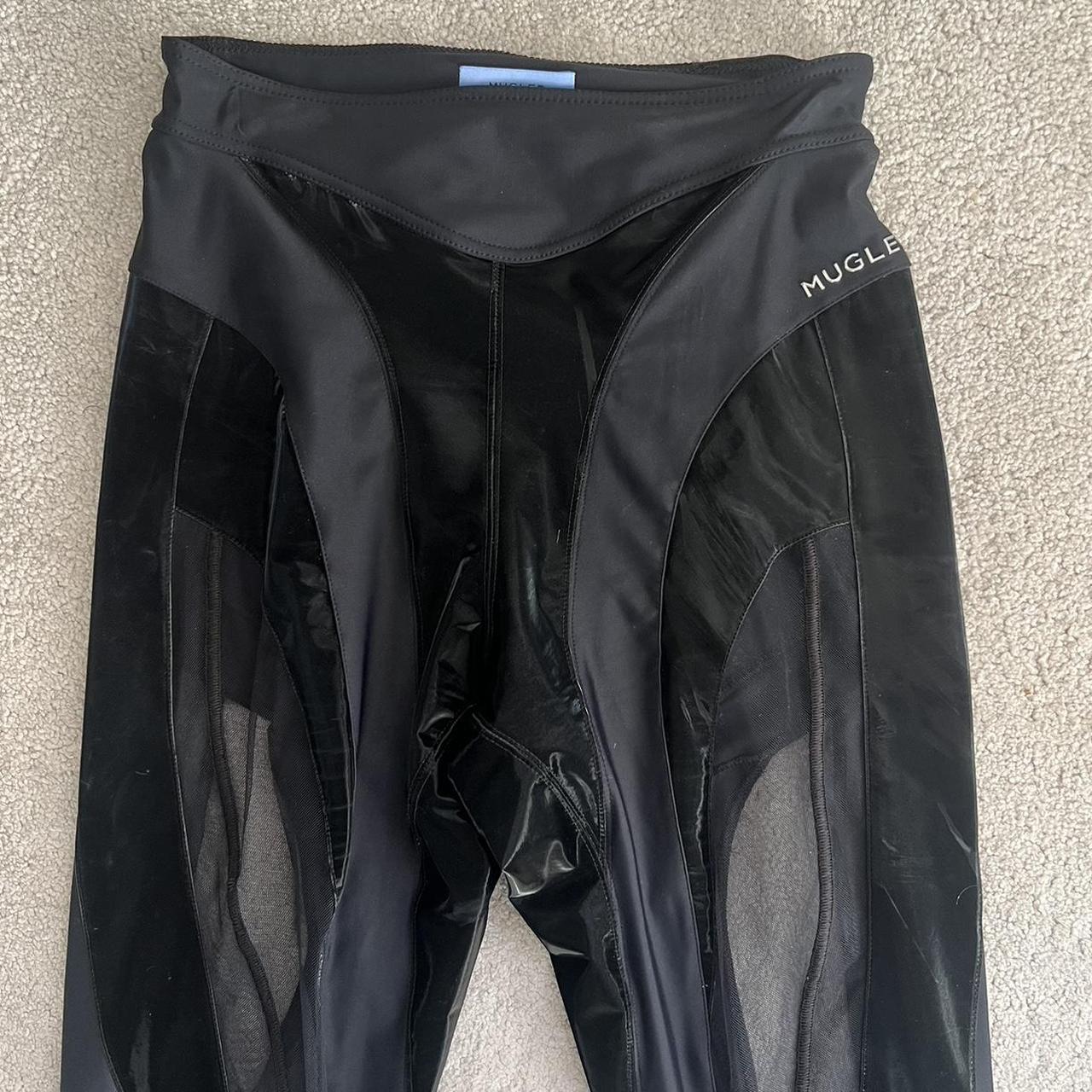 Black Mugler leggings Mesh panelled slim fit high - Depop