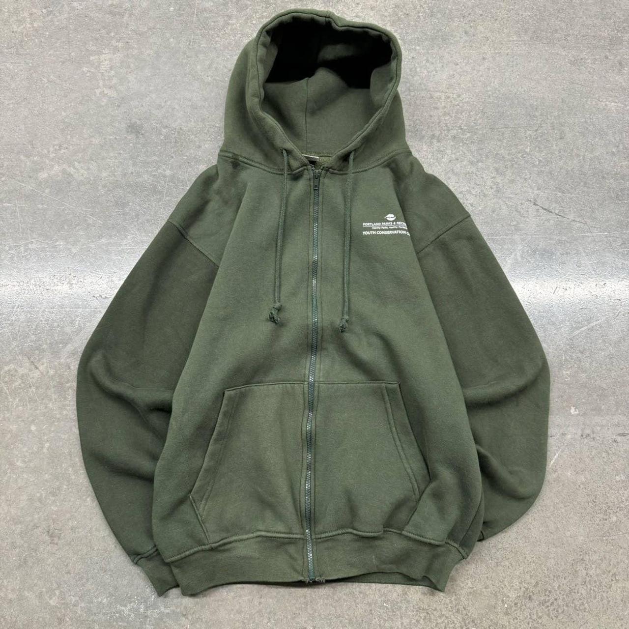 VINTAGE Y2K MOSS GREEN ZIP HOODIE -OPEN TO... - Depop