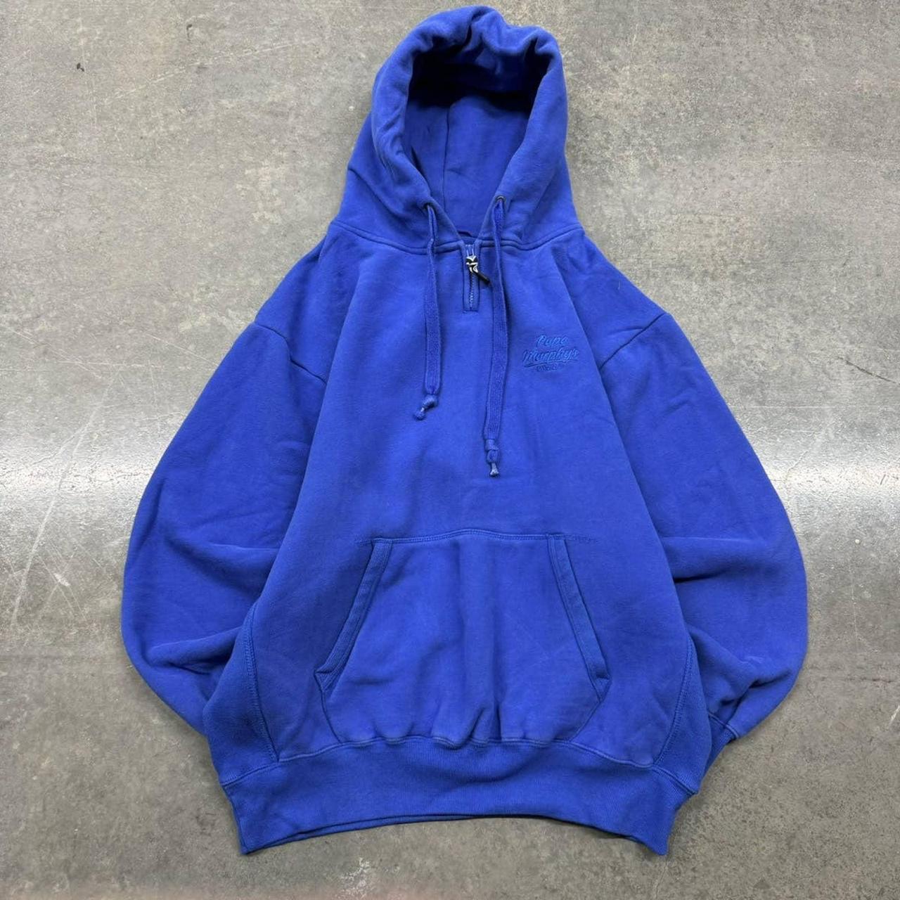 VINTAGE Y2K BLUE EMBROIDERED HEAVYWEIGHT... - Depop