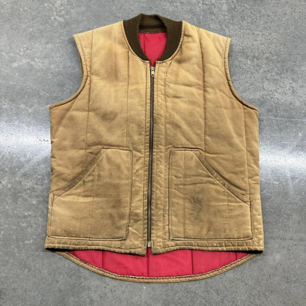 VINTAGE 70s FADED BROWN TALON ZIPPER VEST -OPEN TO... - Depop