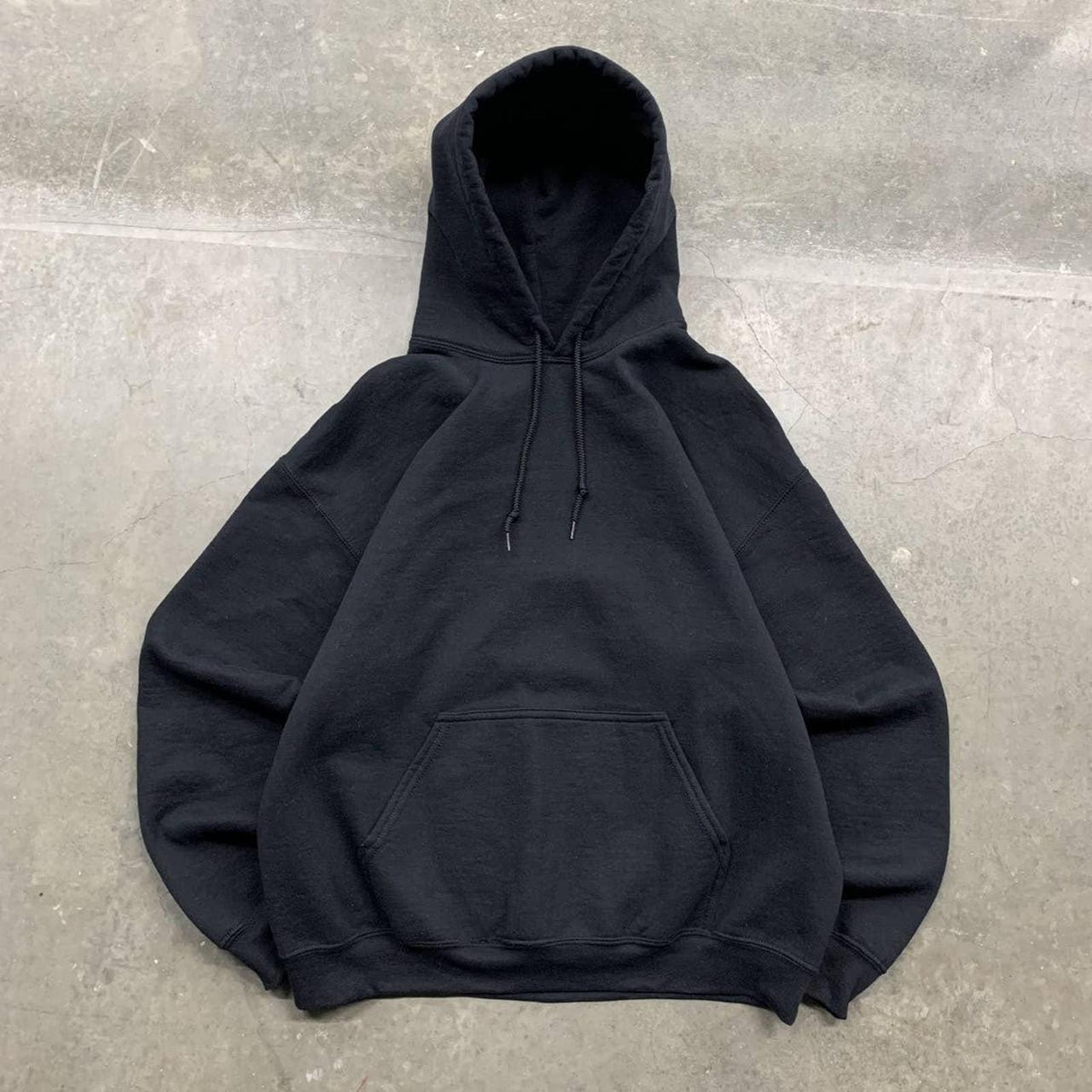 Y2K BLACK BLANK HOODIE -OPEN TO OFFERS -MEASUREMENTS... - Depop