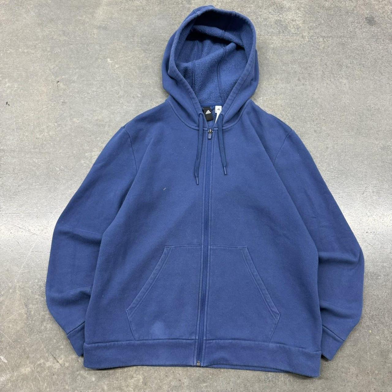 Y2K BLUE ADIDAS BLANK ZIP HOODIE -OPEN TO... - Depop