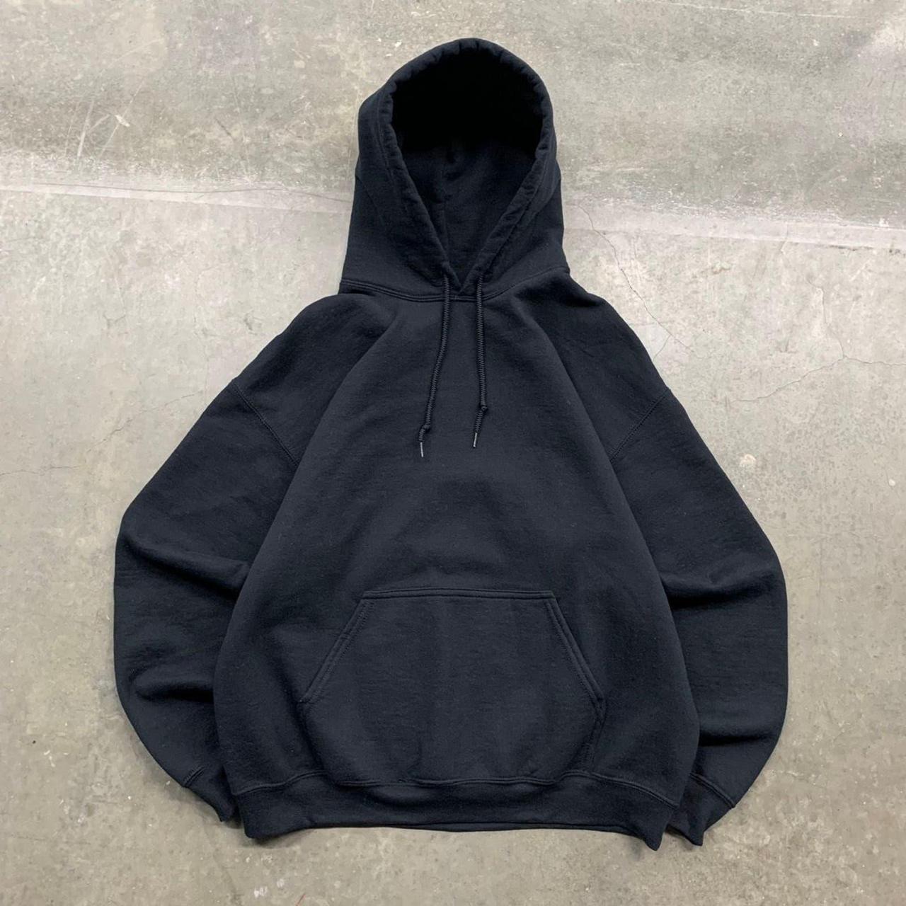 Y2K BLACK BLANK HOODIE -OPEN TO OFFERS -MEASUREMENTS... - Depop