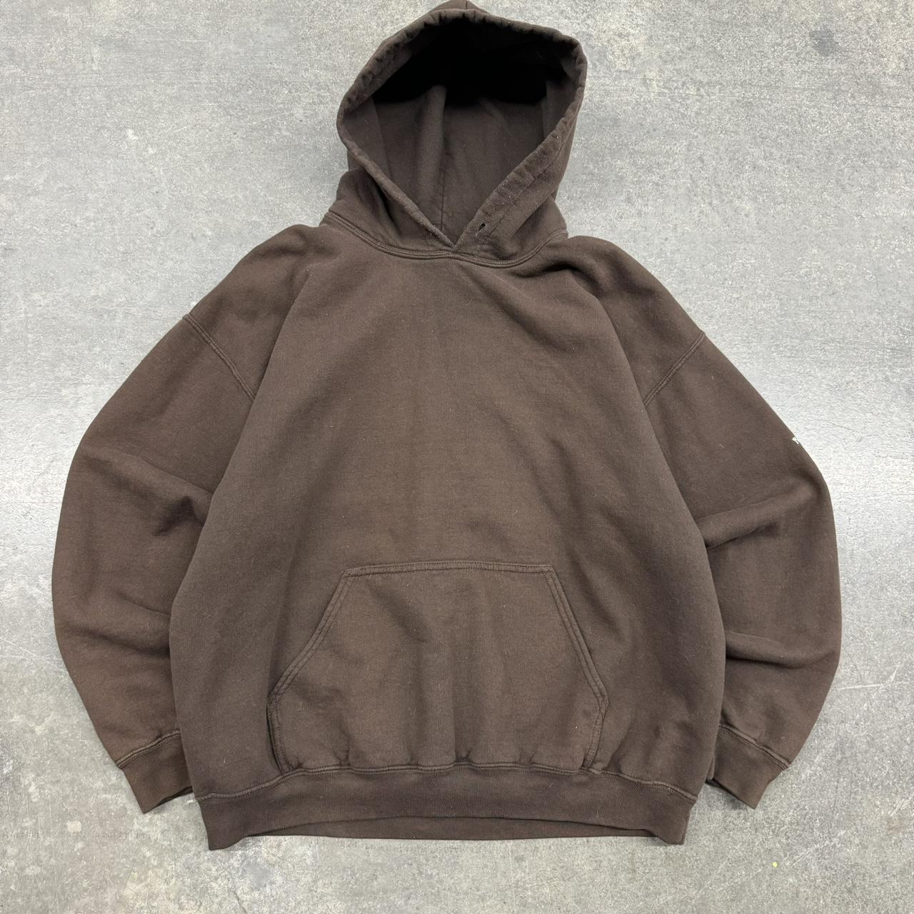 Y2K BROWN HEAVYWEIGHT BLANK HOODIE -OPEN TO... - Depop