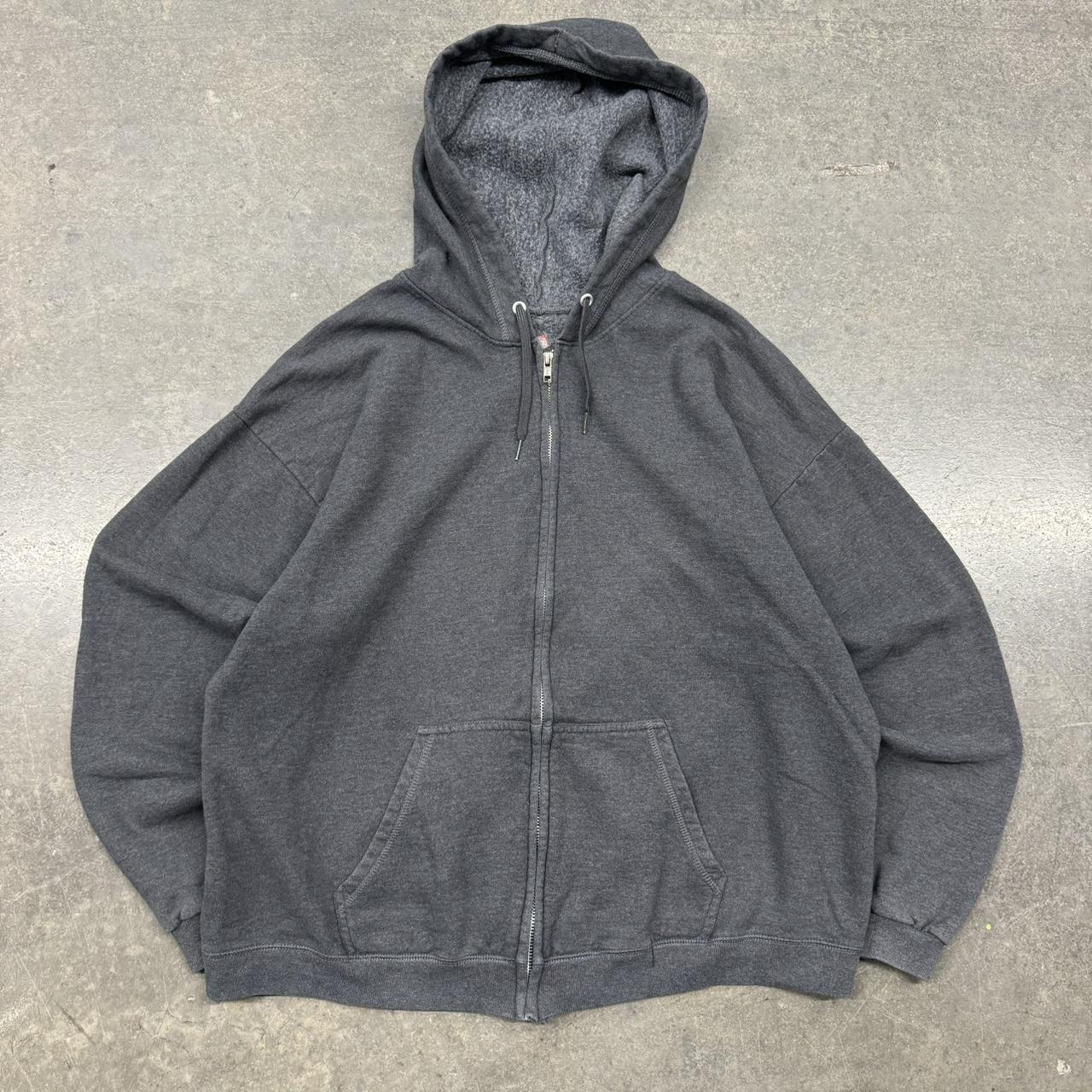 Y2K GREY BLANK ZIP BOXY HOODIE -OPEN TO... - Depop