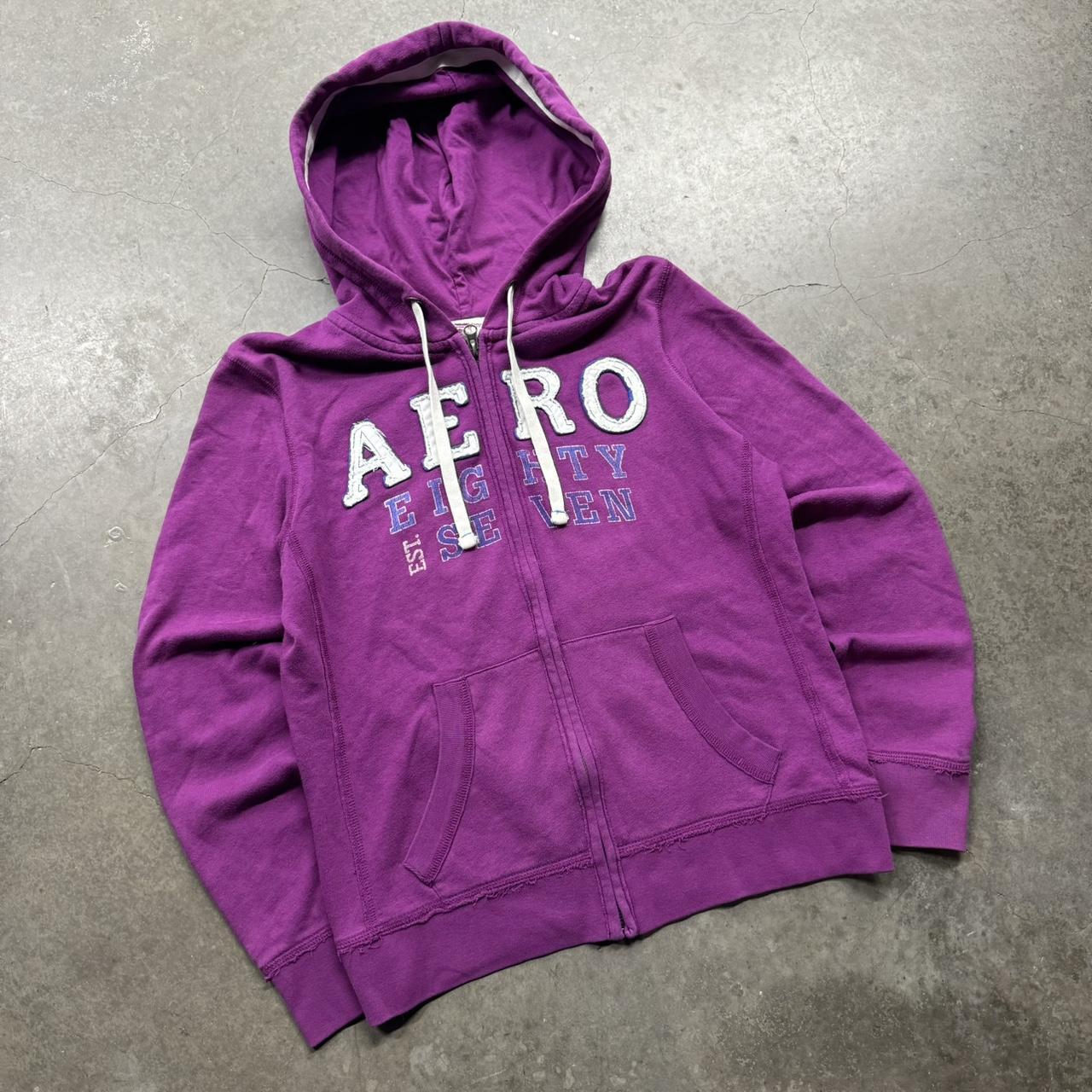 Y2K LADIES AERO ZIP UP PURPLE HOODIE MEASUREMENTS. Depop