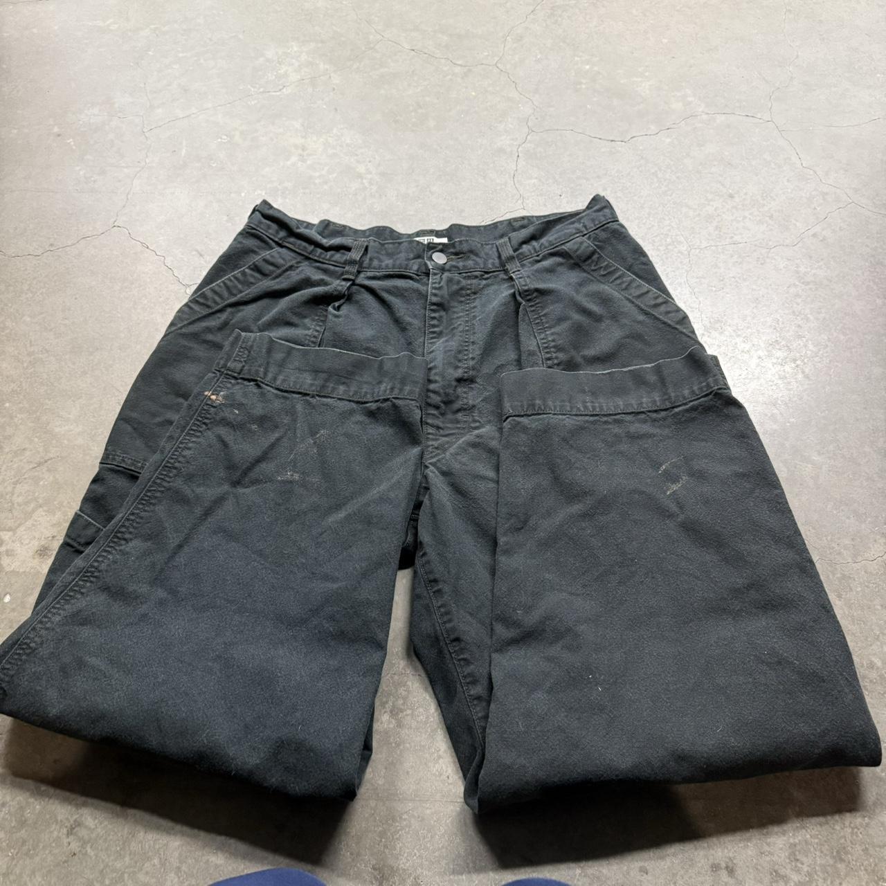 Y2K LADIES BAGGY BLACK CARPENTER SKATER... Depop