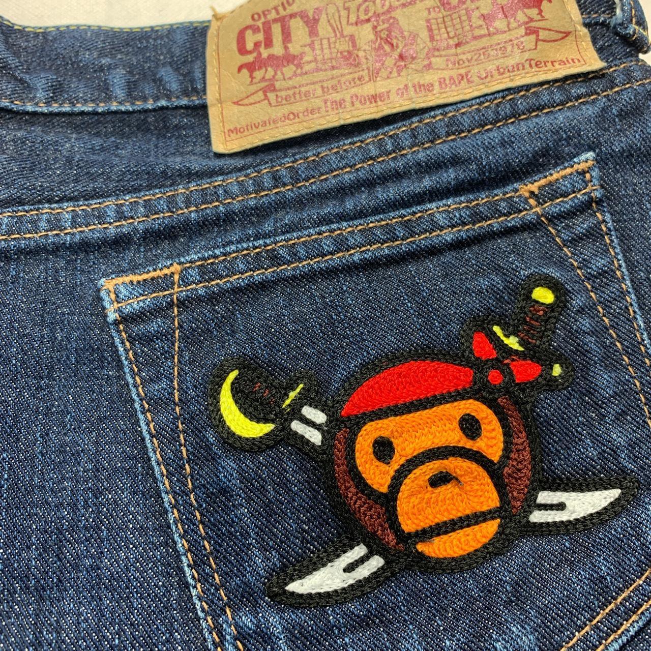 Authentic Bape Pirate Store Embroidered Denim... - Depop