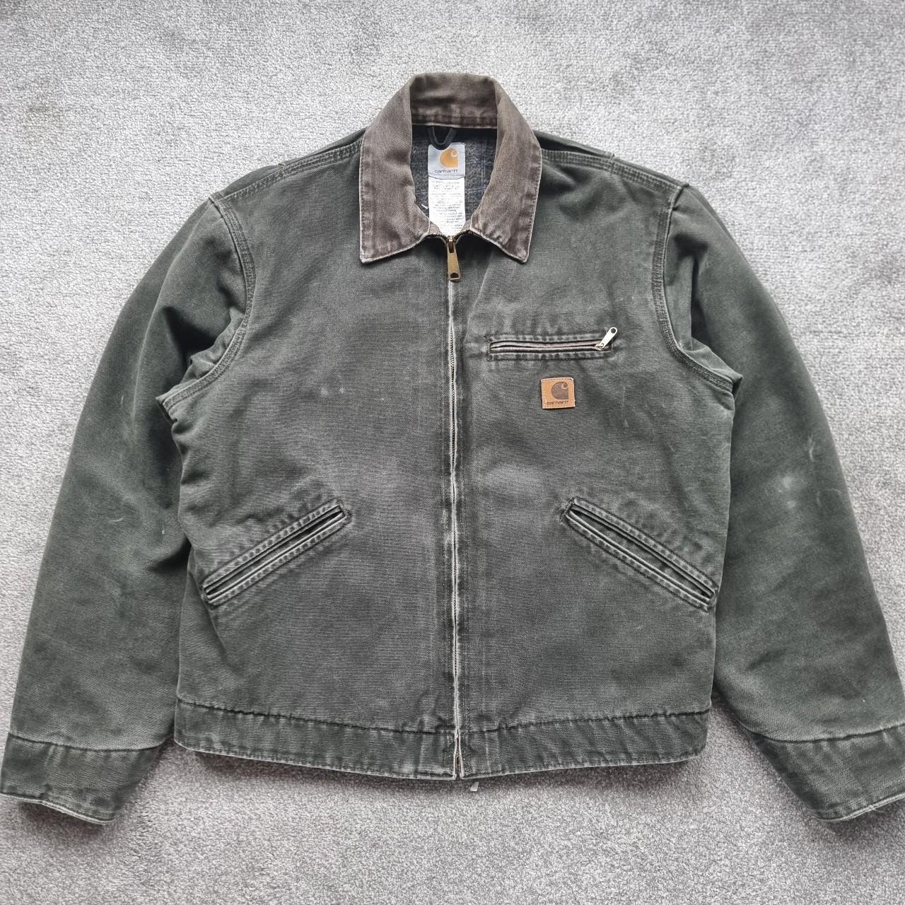 Vintage Carhartt Detroit Jacket Size M - Khaki Green - Depop