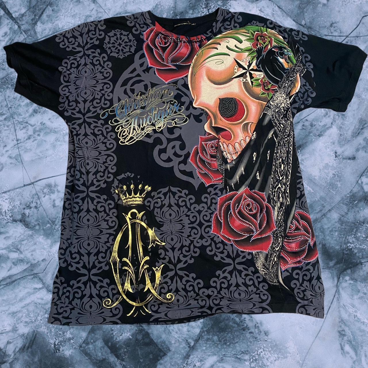 Christian Audigier Shirt Men's L Vtg Y2k Embellished | Depop