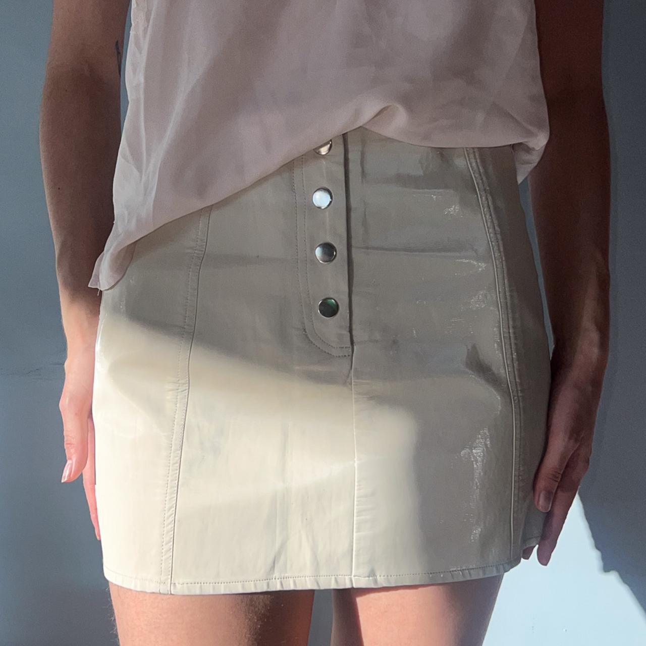 I am gia 2024 white leather skirt