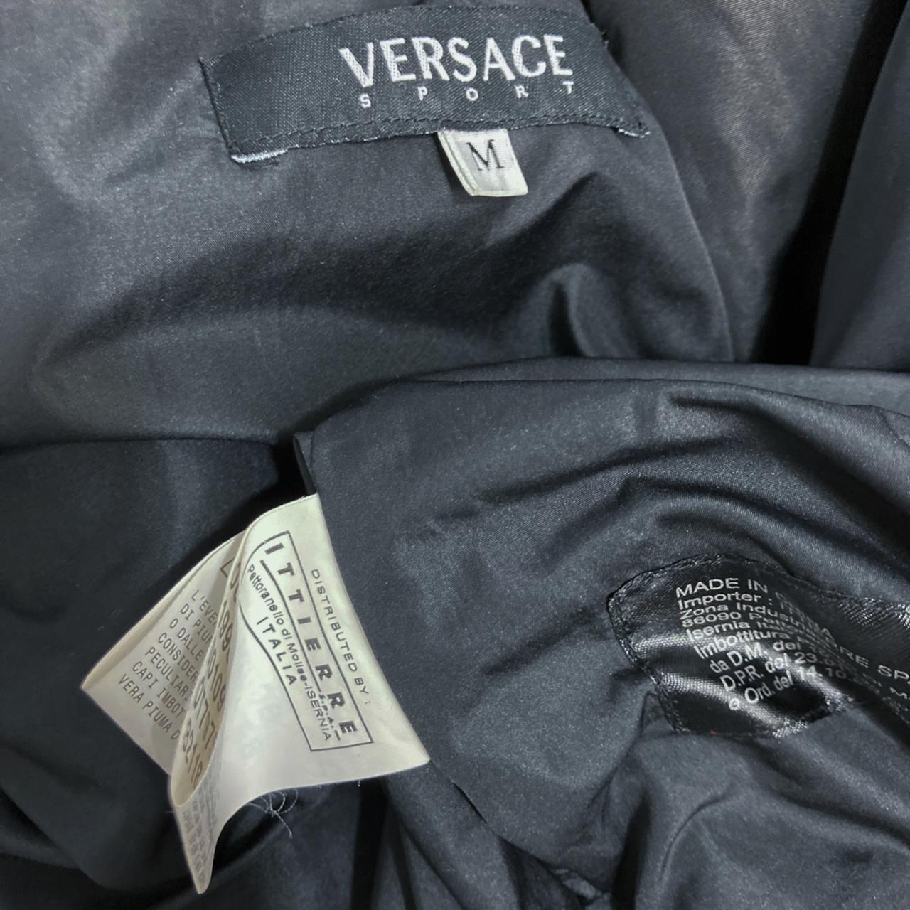 Vintage 00s Versace black puffer jacket with wide... - Depop