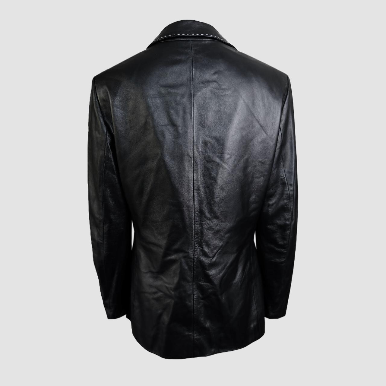 Vintage 00s Cerruti black leather jacket with