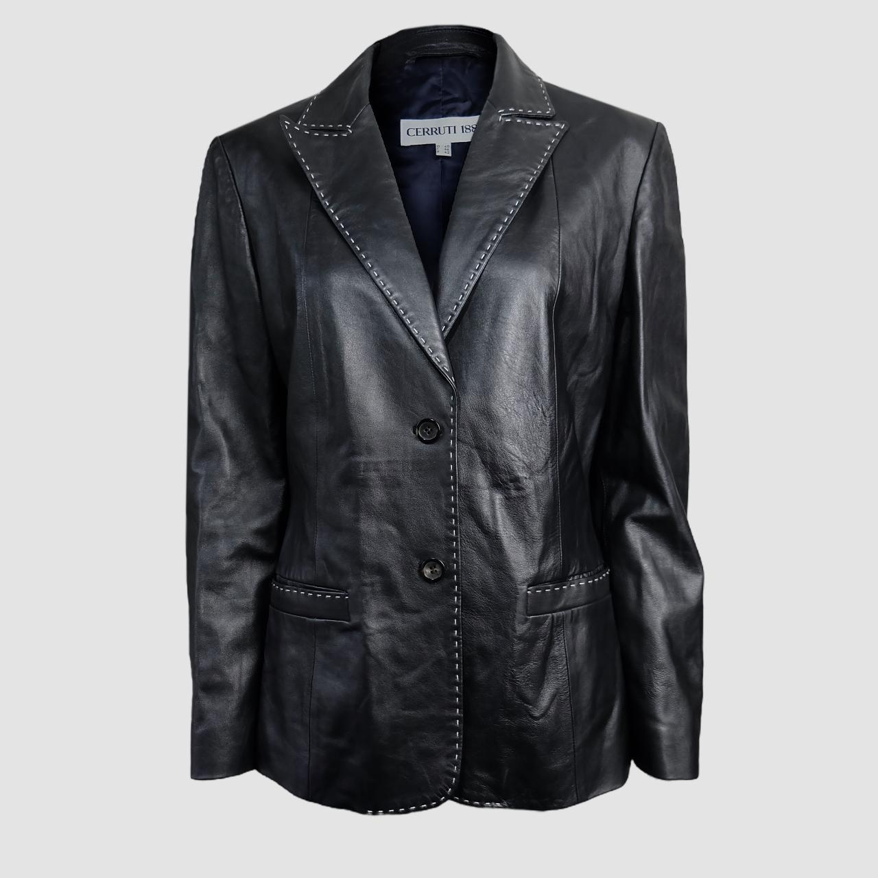 Vintage 00s Cerruti black leather jacket with