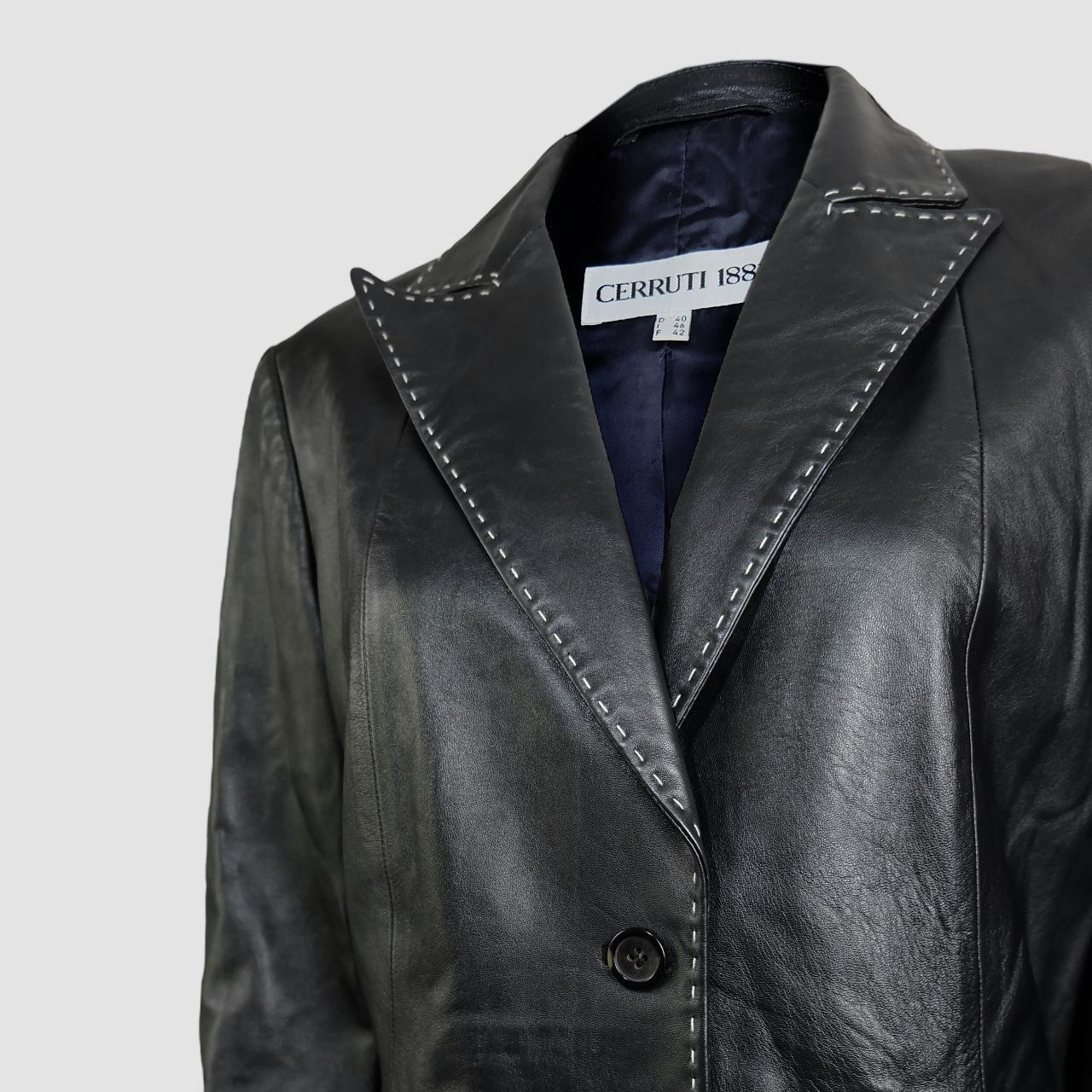 Vintage 00s Cerruti black leather jacket with Depop