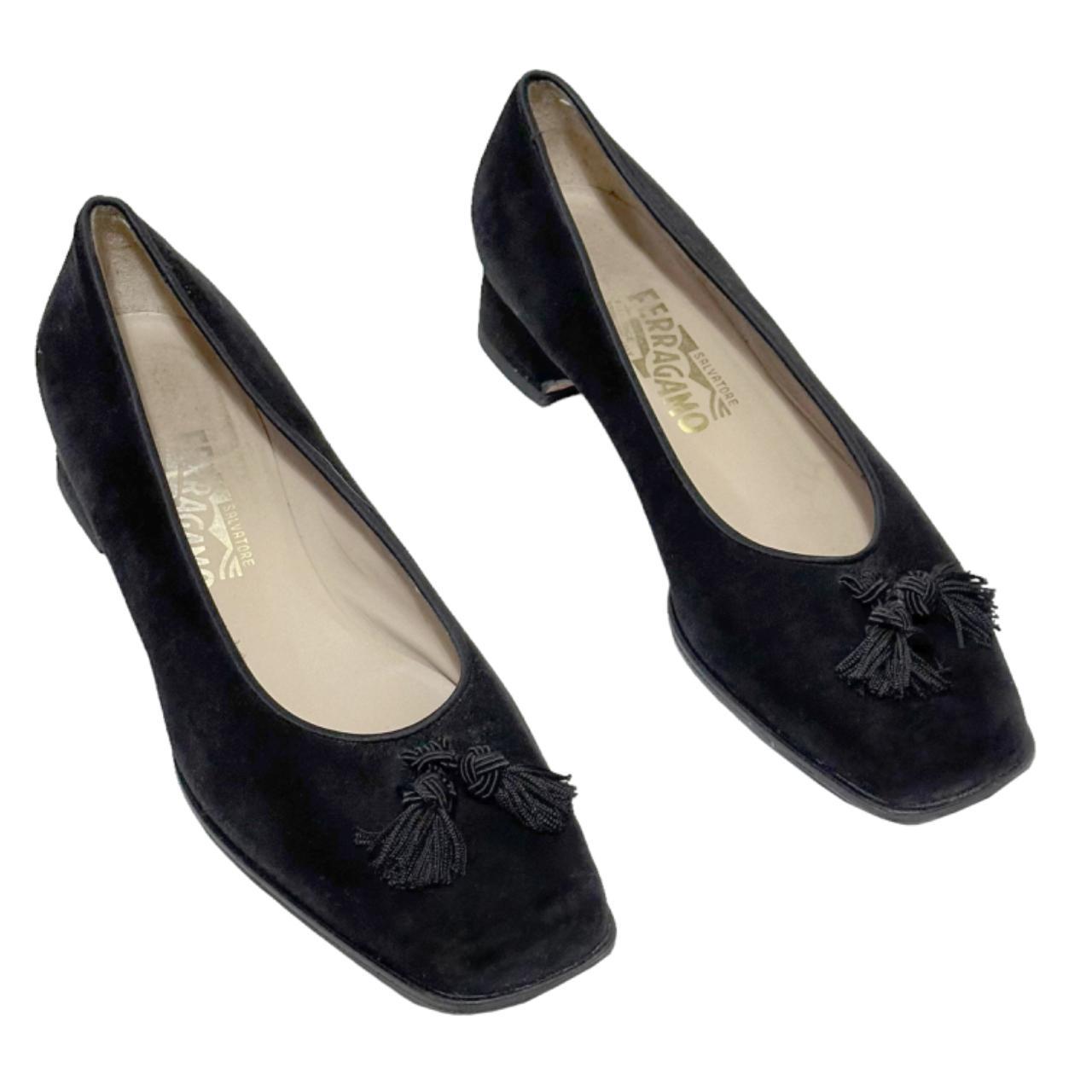 Vintage 1990s 'Ferragamo' black loafers made of | Depop