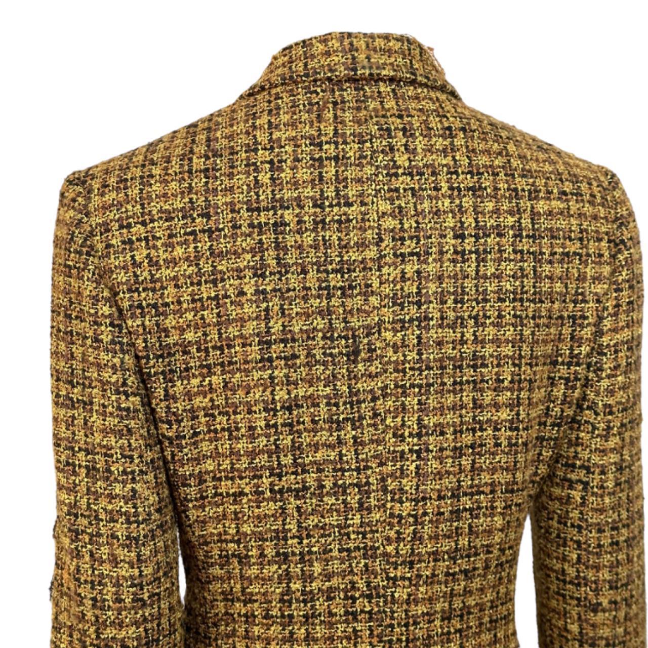 Vintage 1990s 'Versace' yellow/orange/black tweed | Depop