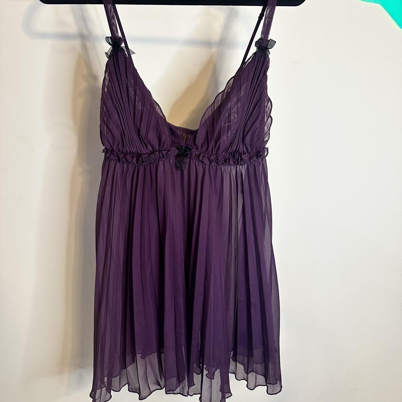 Dreamgirl Lingerie Sheer Purple Teddie Babydoll... - Depop