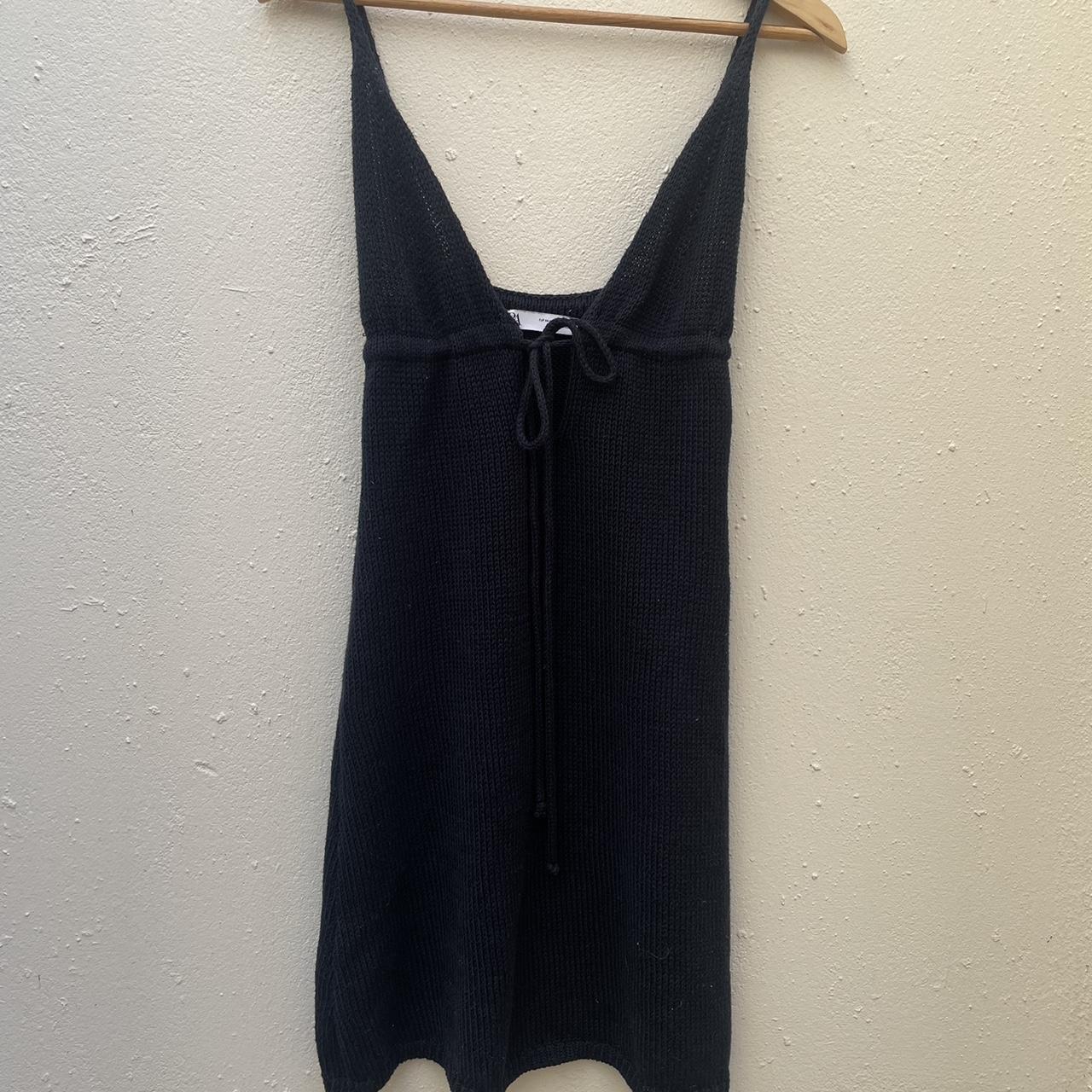 Zara navy blue knit mini dress Now tie front... - Depop