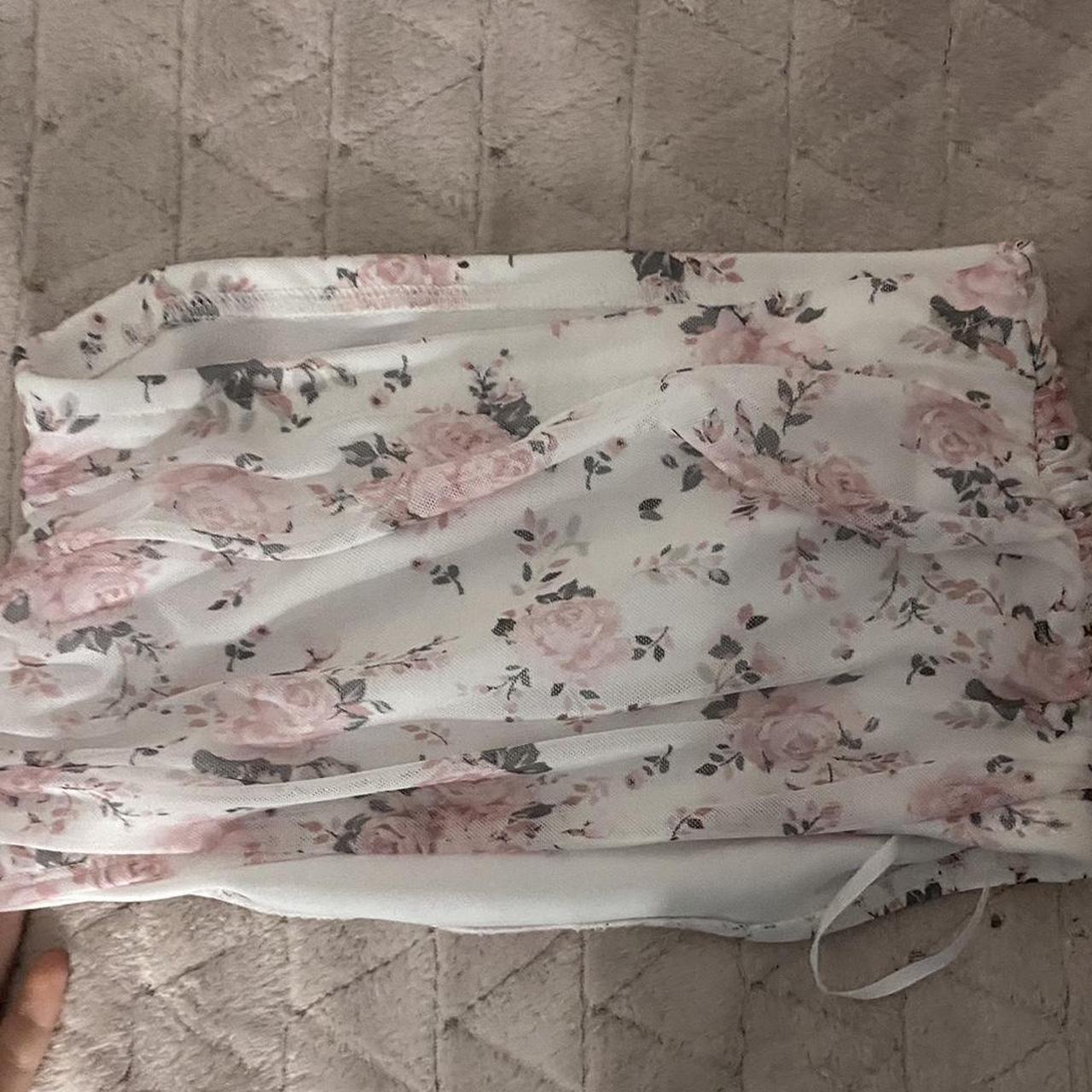 White pink floral tube top size small super cute and... - Depop