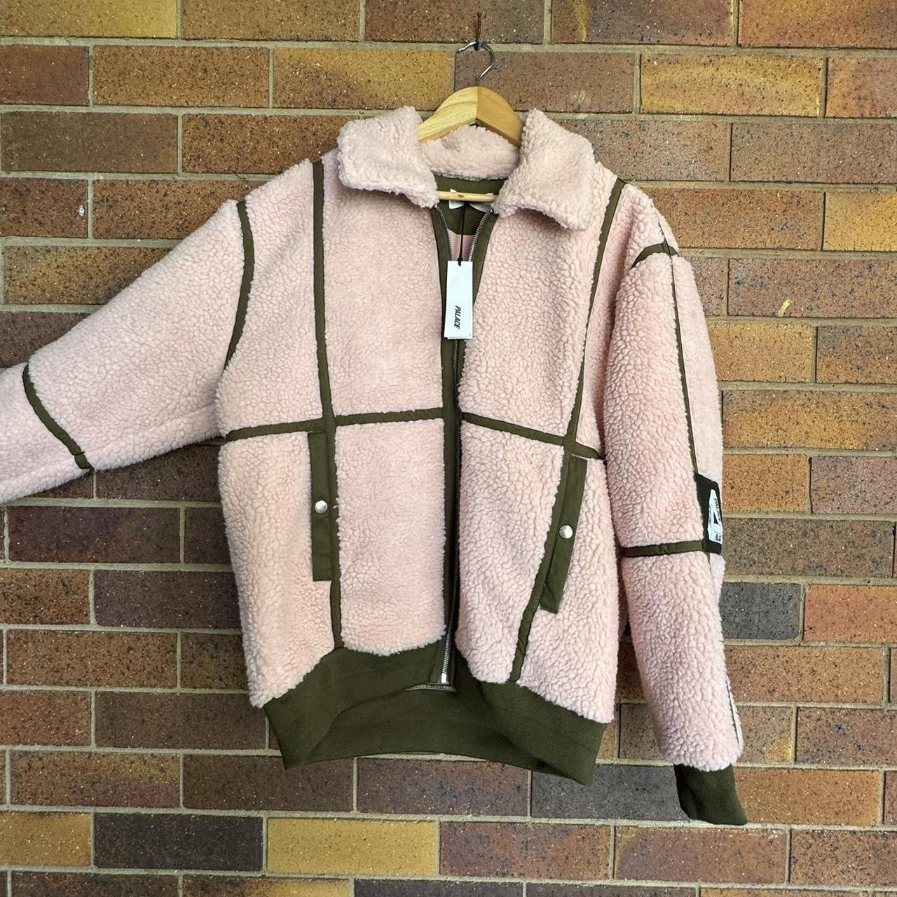 PALACE Sherpa flight jacket in Pink/Olive - Aus Size... - Depop