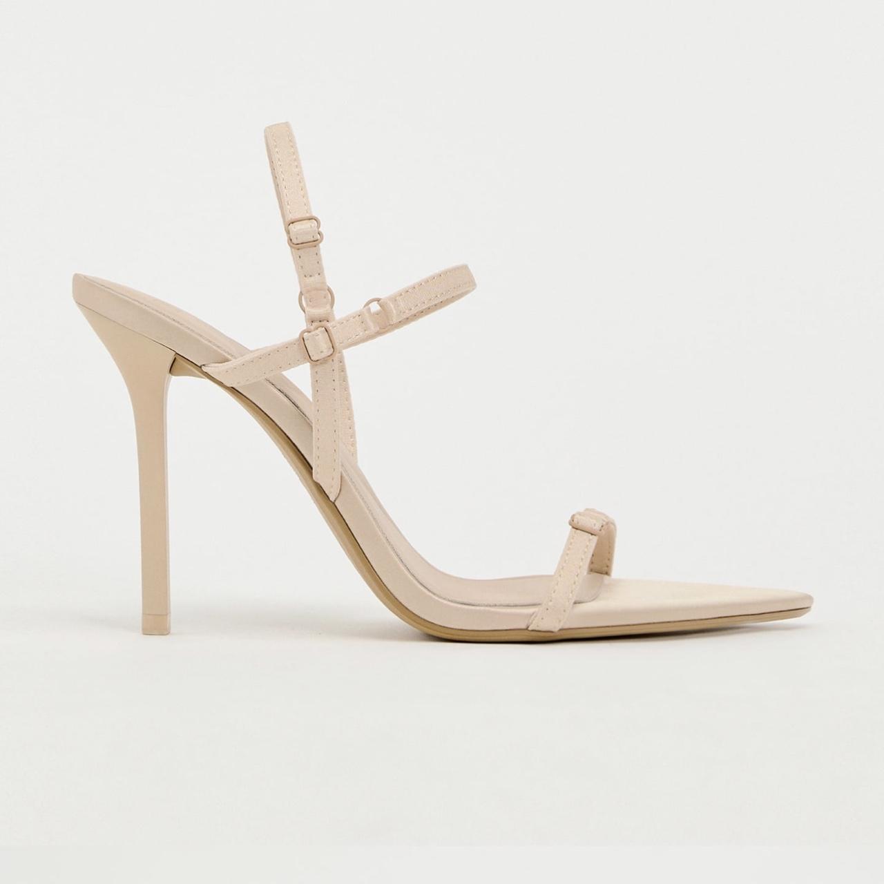 Heels Zara High Mujer Beige White ZARA High Heels: Tacones De Aguja Con  Lentejuelas Beige (Tira En Tobillo, Cm De Taco) Heels Zara High Mujer 
