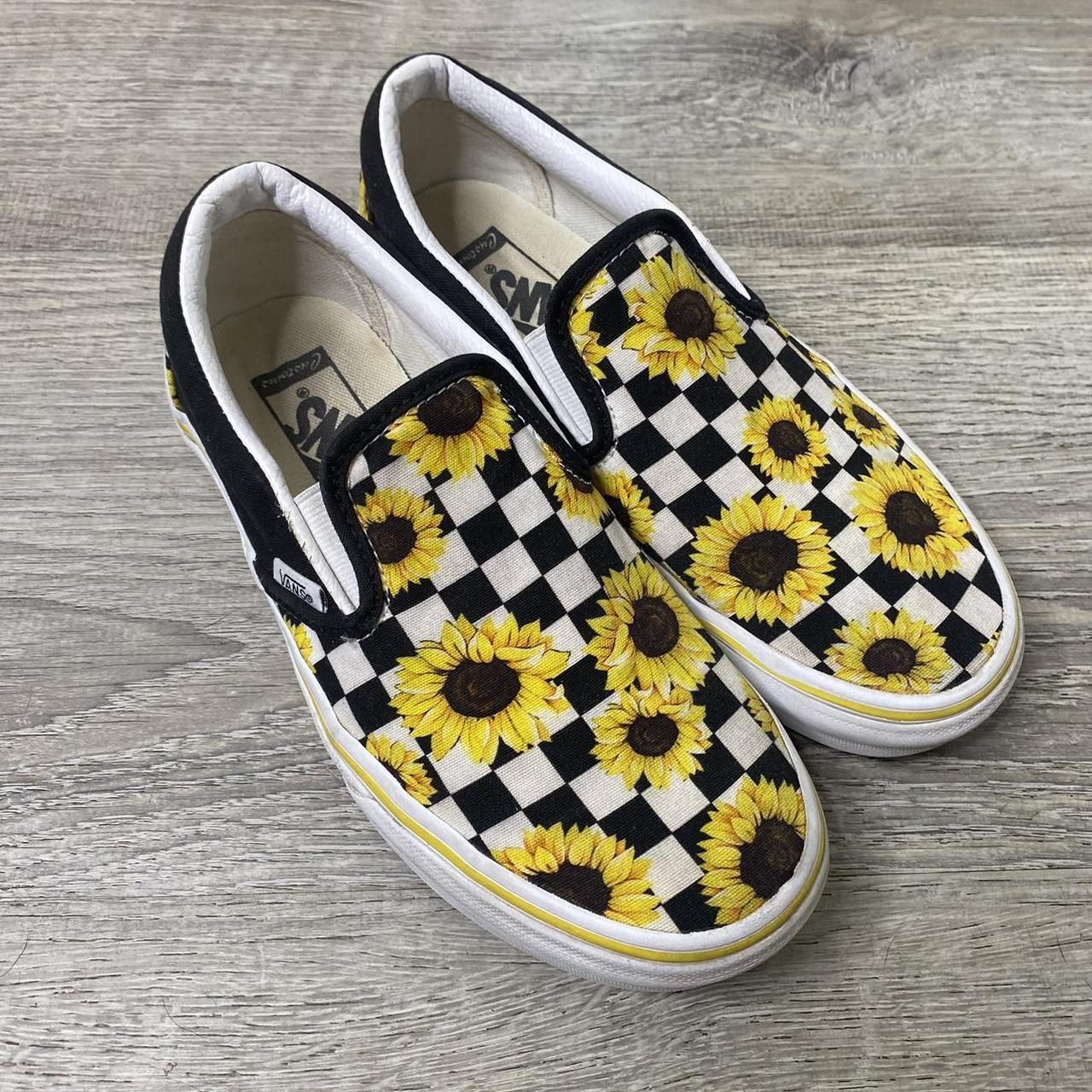 Sunflower checkered vans slip on online