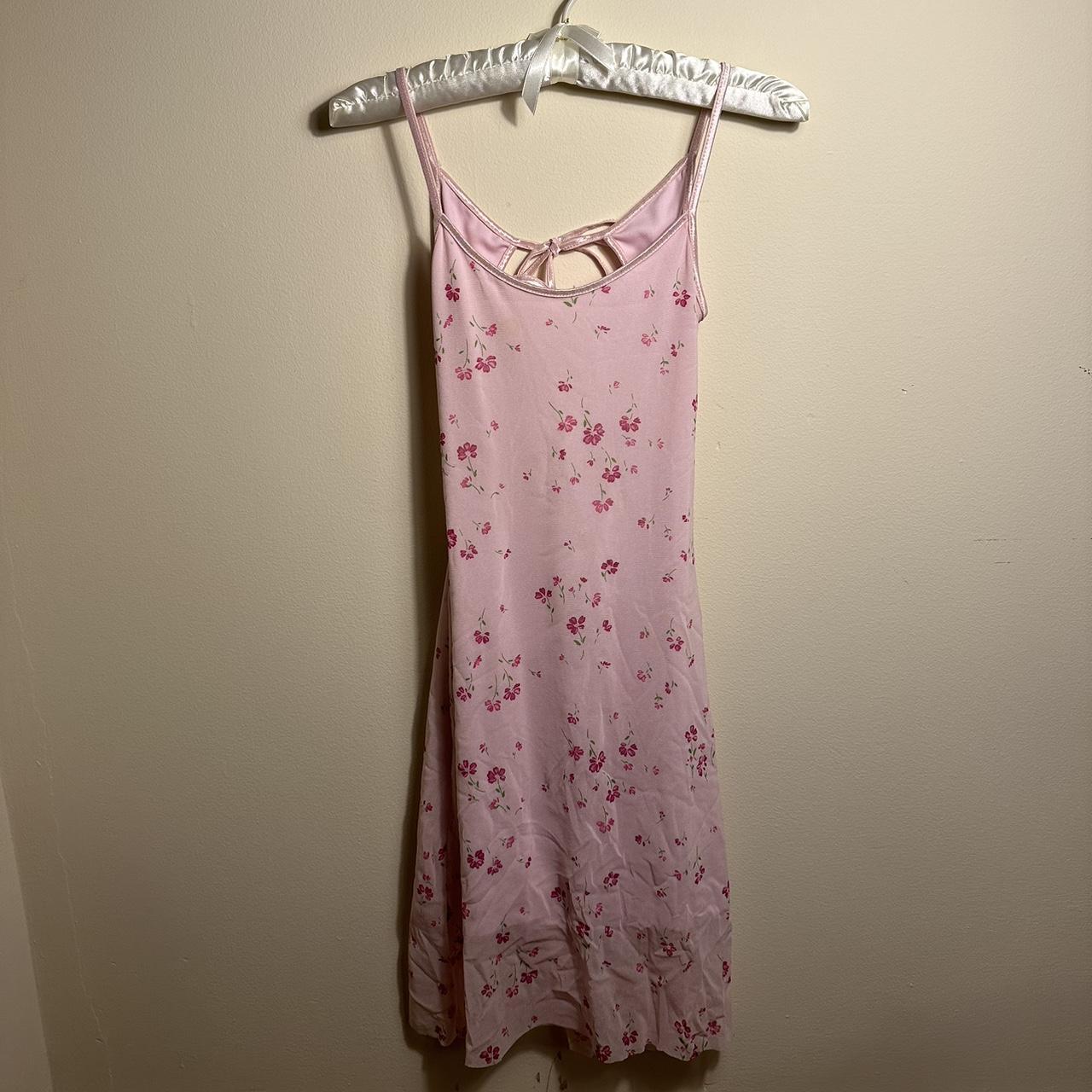 gorgeous pink floral cami slip dress such a shame... - Depop