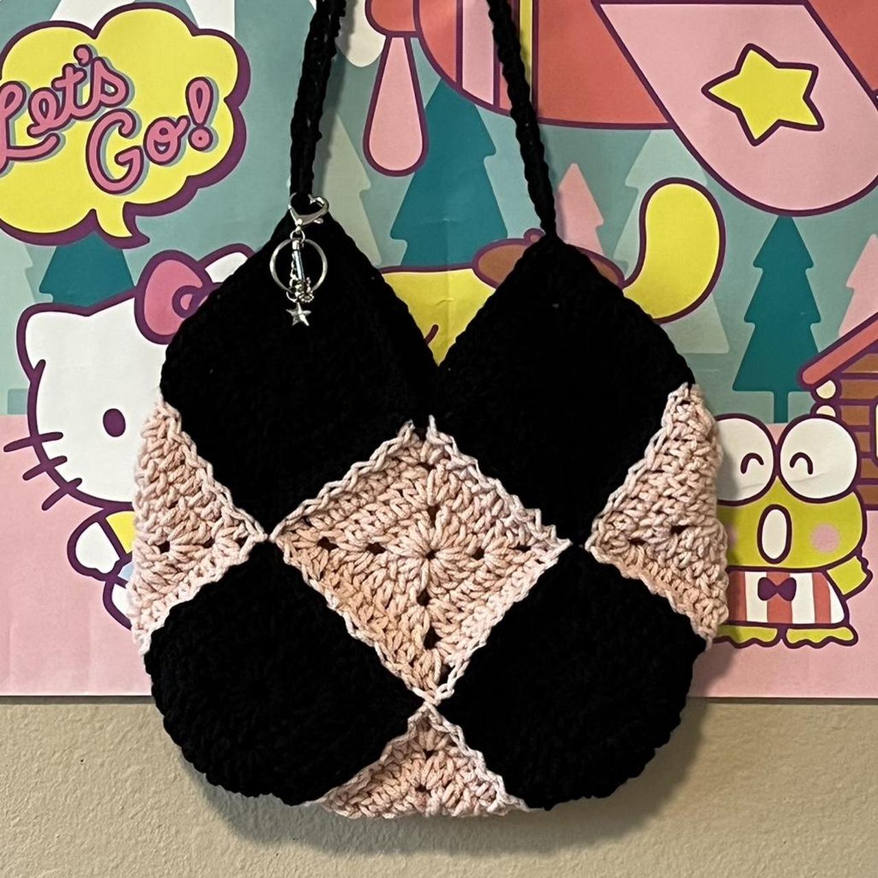 Colorful handmade (by me) crochet tote. Both sides - Depop