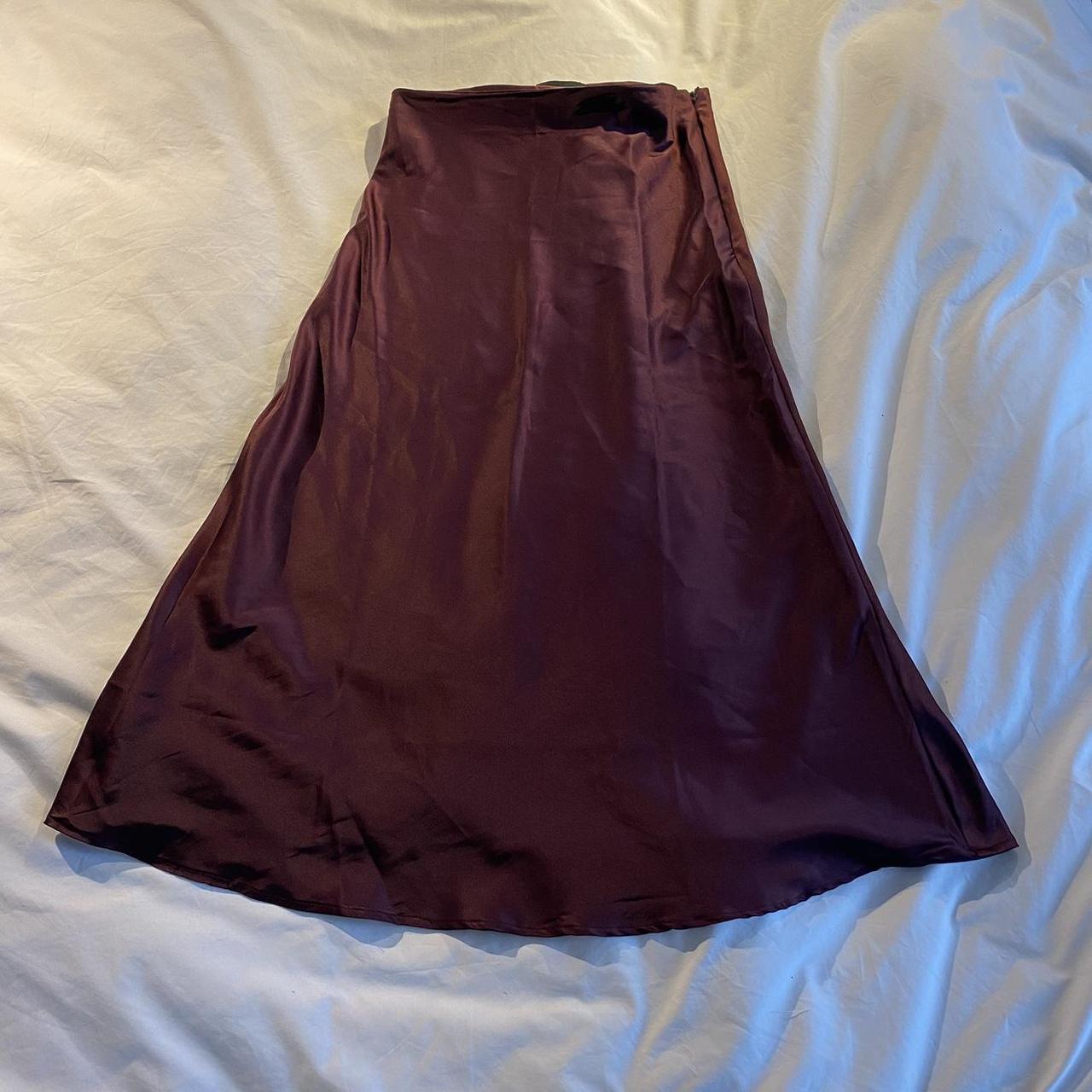 Coolest Monki Burgundy Satin Skirt Maxi Skirt With Depop