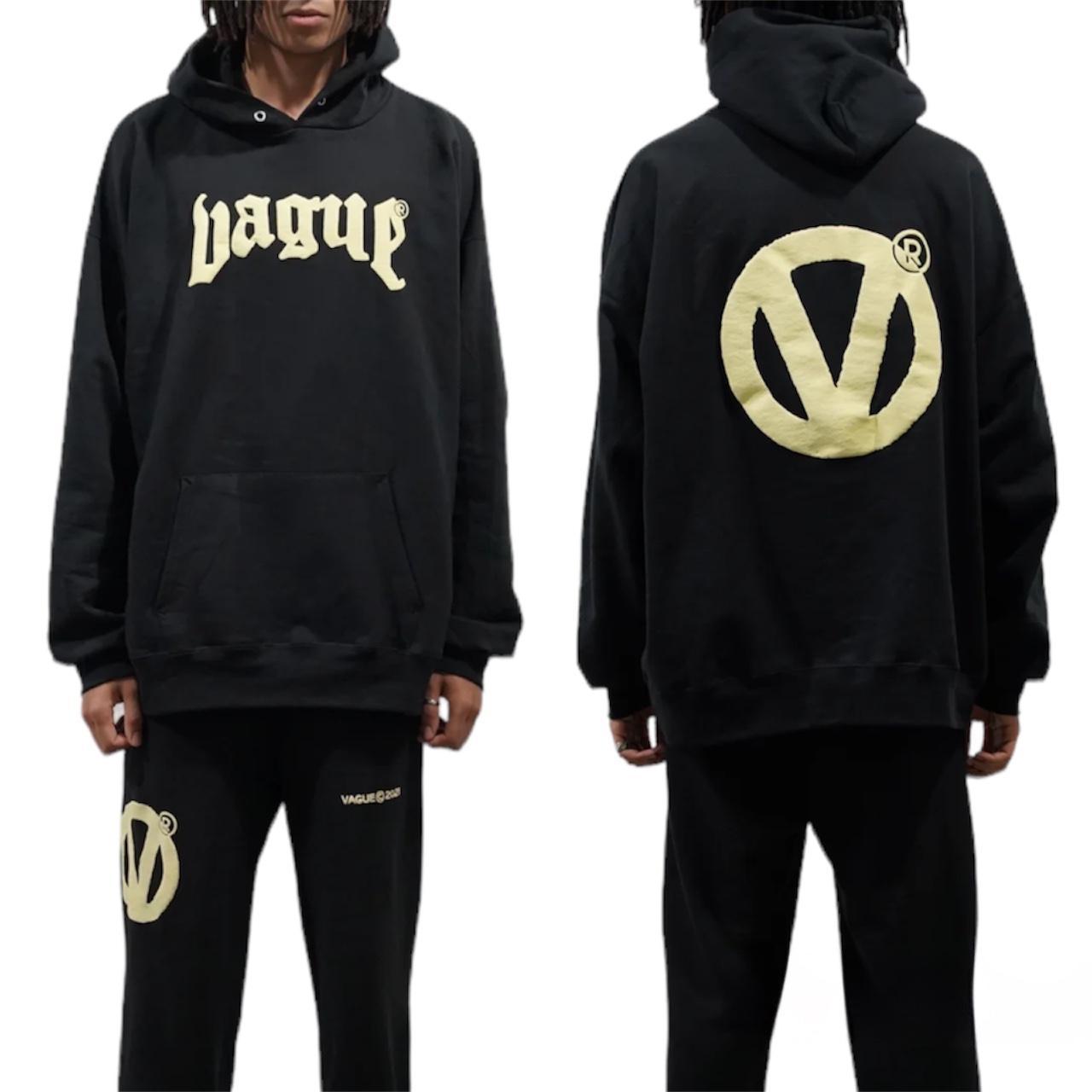 Vague Essentials Black Hoodie Size Medium... Depop