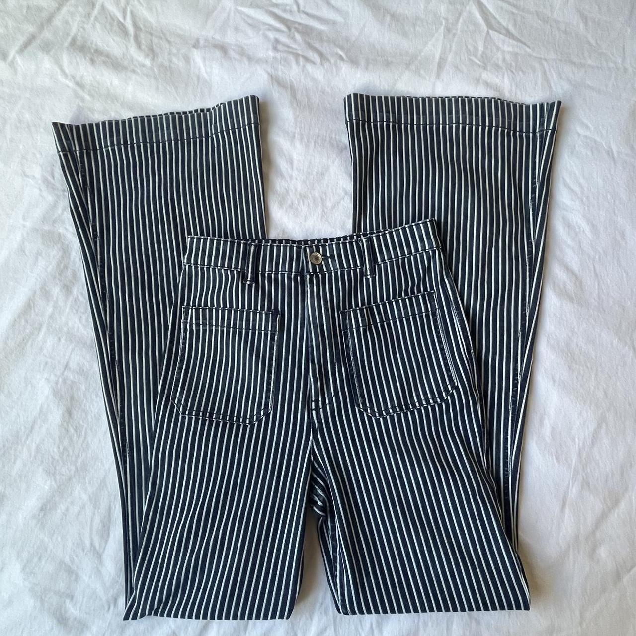 vtg forever 21 pinstriped bell bottoms with square... - Depop