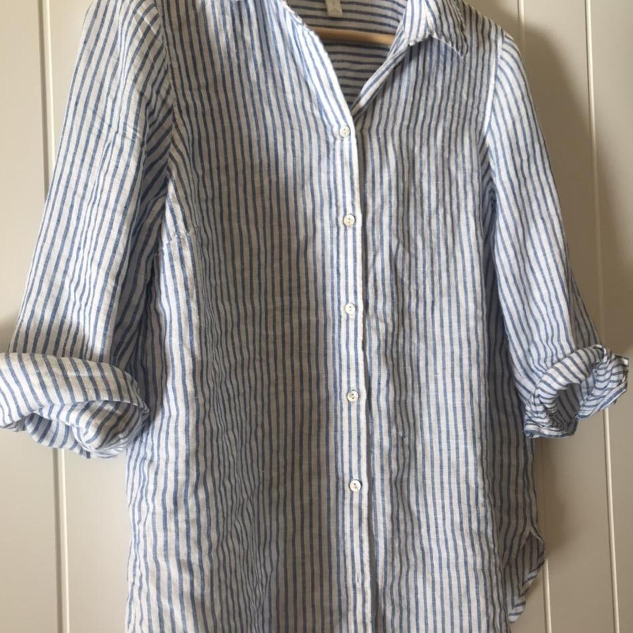 H&M linen shirt . Perfect for over swimmers or with... - Depop