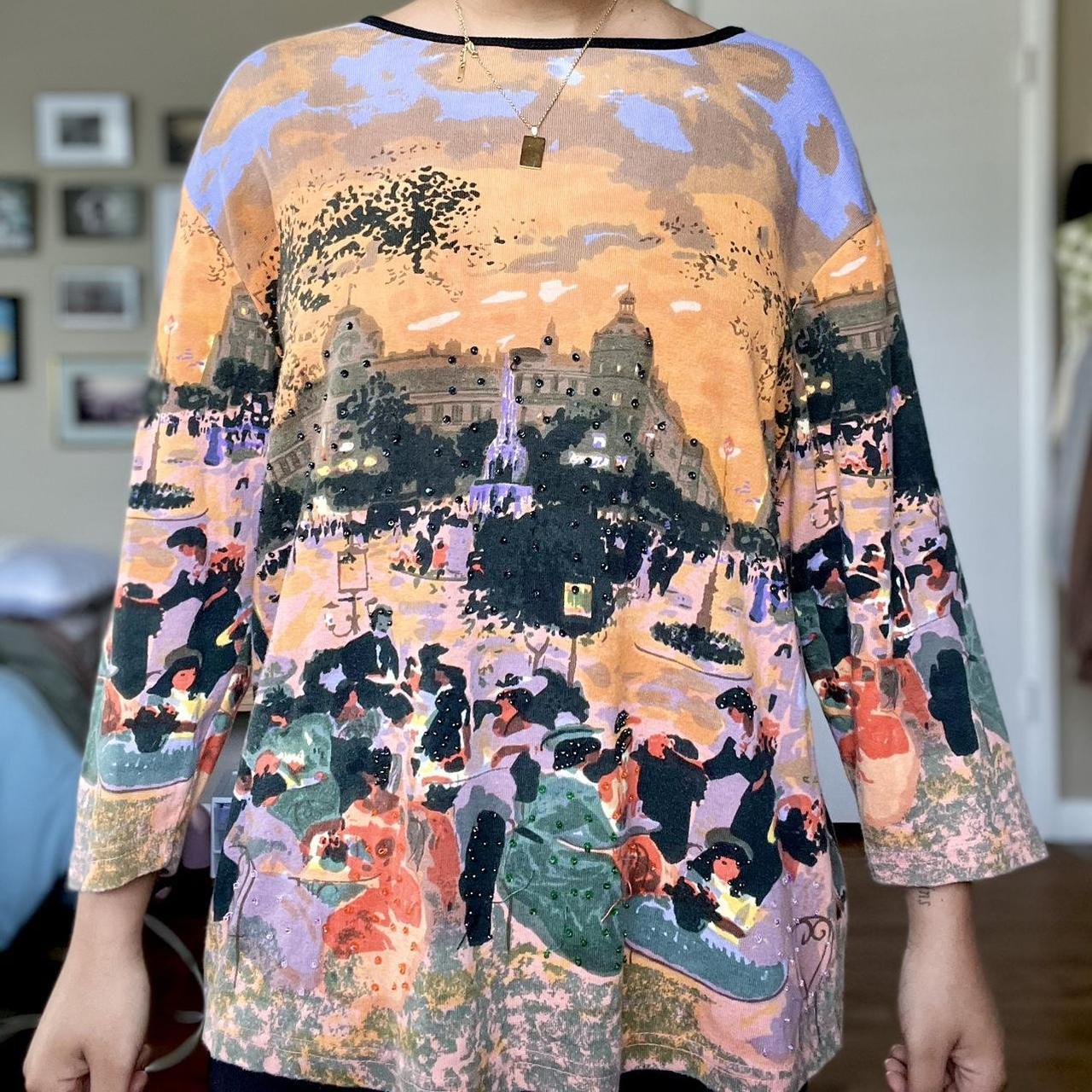 VINTAGE ALL OVER PRINT GRAPHIC TOP— the most... Depop