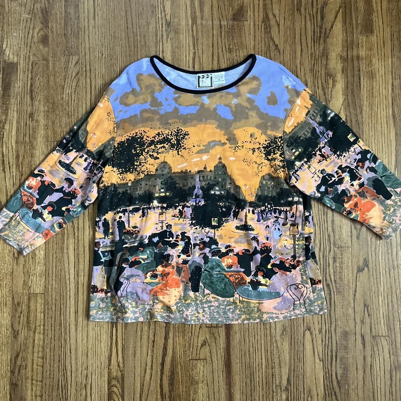 VINTAGE ALL OVER PRINT GRAPHIC TOP— the most... Depop