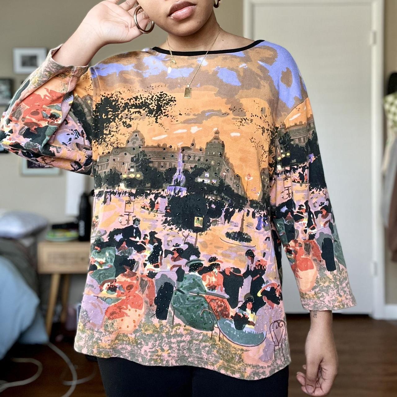 VINTAGE ALL OVER PRINT GRAPHIC TOP— the most... Depop