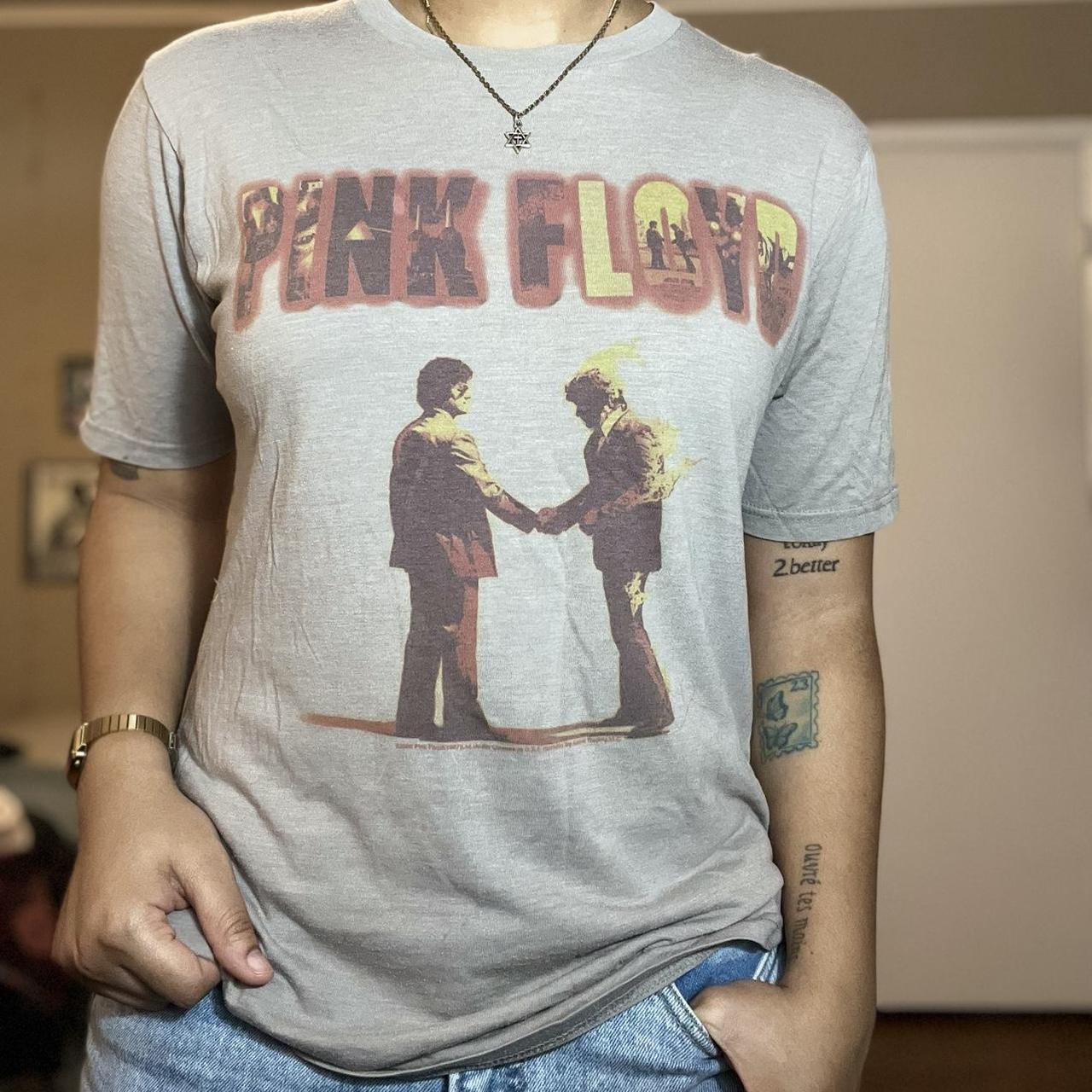 GRAY VINTAGE PINK FLOYD BAND TEE- graphic from “Wish... - Depop