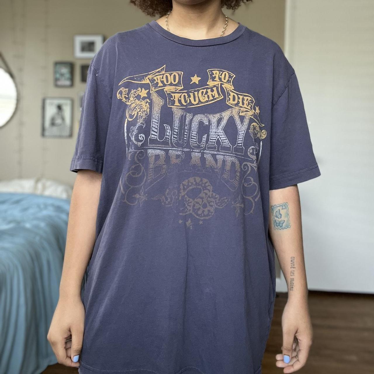 NAVY LUCKY BRAND GRAPHIC TEE- “Too Tough To Die”