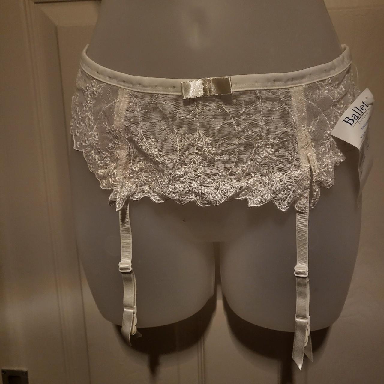 New ballet cream suspenders. all lace satin front u... Depop