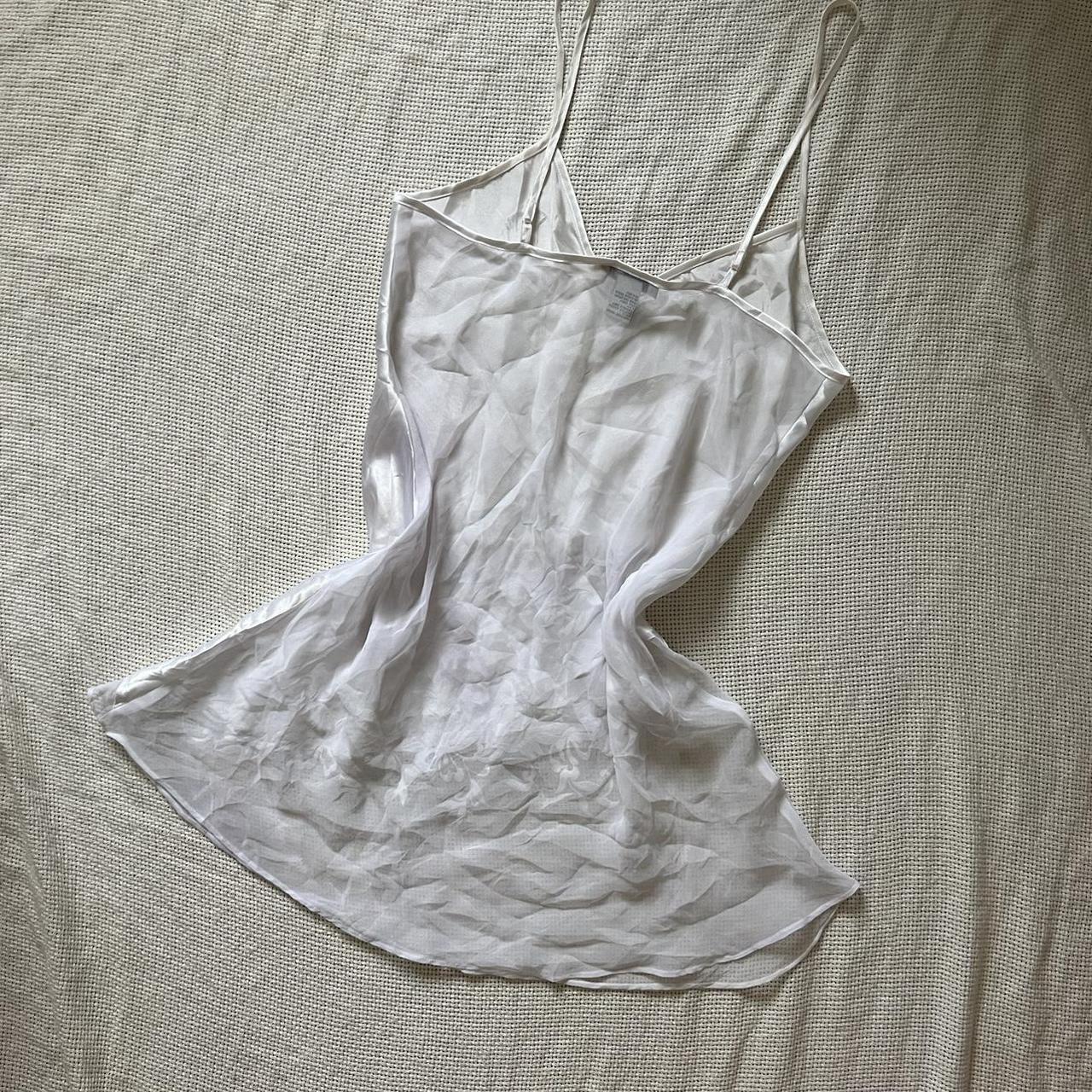vintage white slip/lingerie dress with asymmetric... Depop