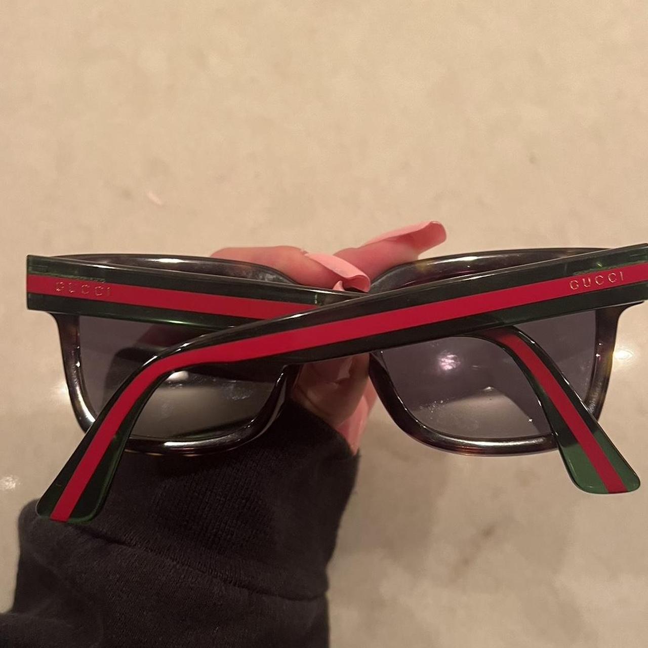 Gucci Womens Green And Red Sunglasses Depop 2239