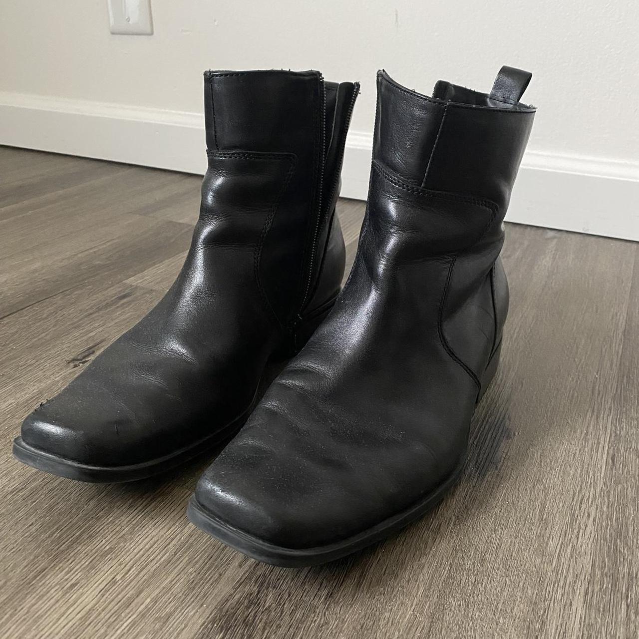 Vintage Rockport black square toe leather... - Depop