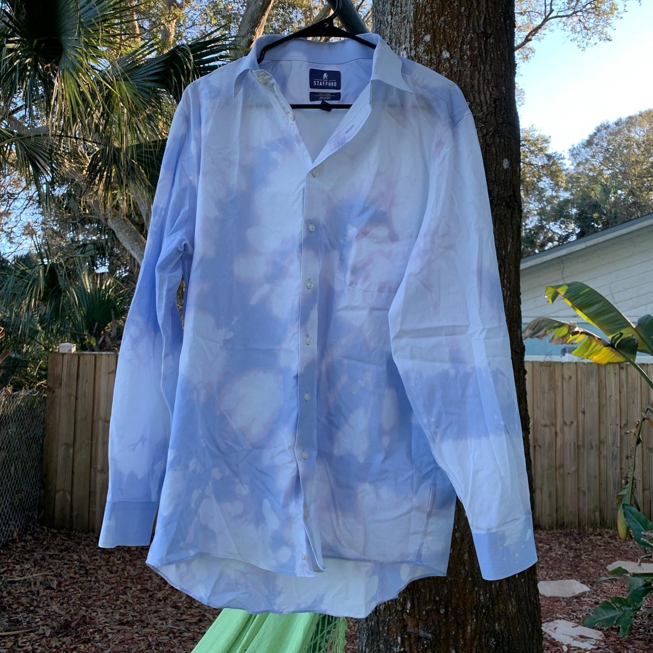 Stafford Men's Blue and White Shirt