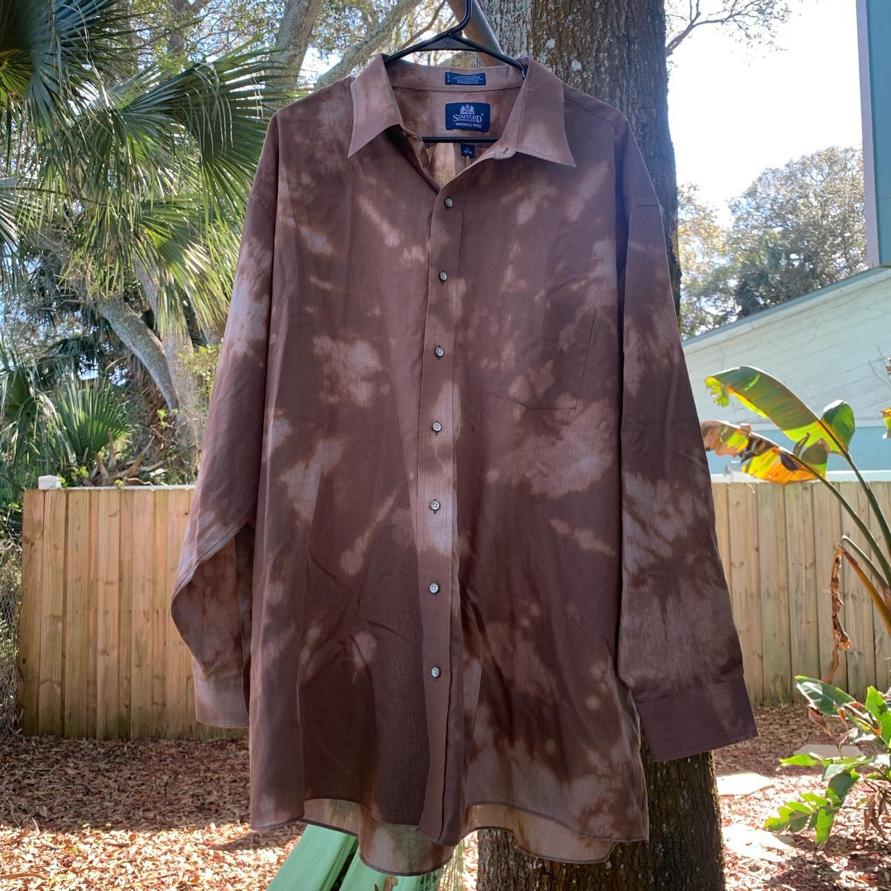 Brown Tie Dye Dress Shirt Unisex can be worn as a... Depop