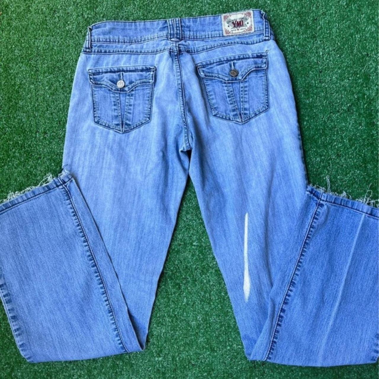 YMI Y2k straight leg light wash low waisted button... Depop