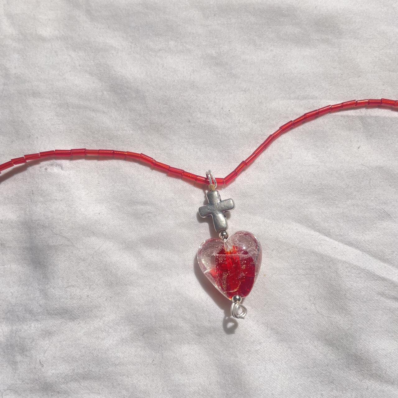 The Handmade Bleeding Sacred Heart Necklace by... - Depop